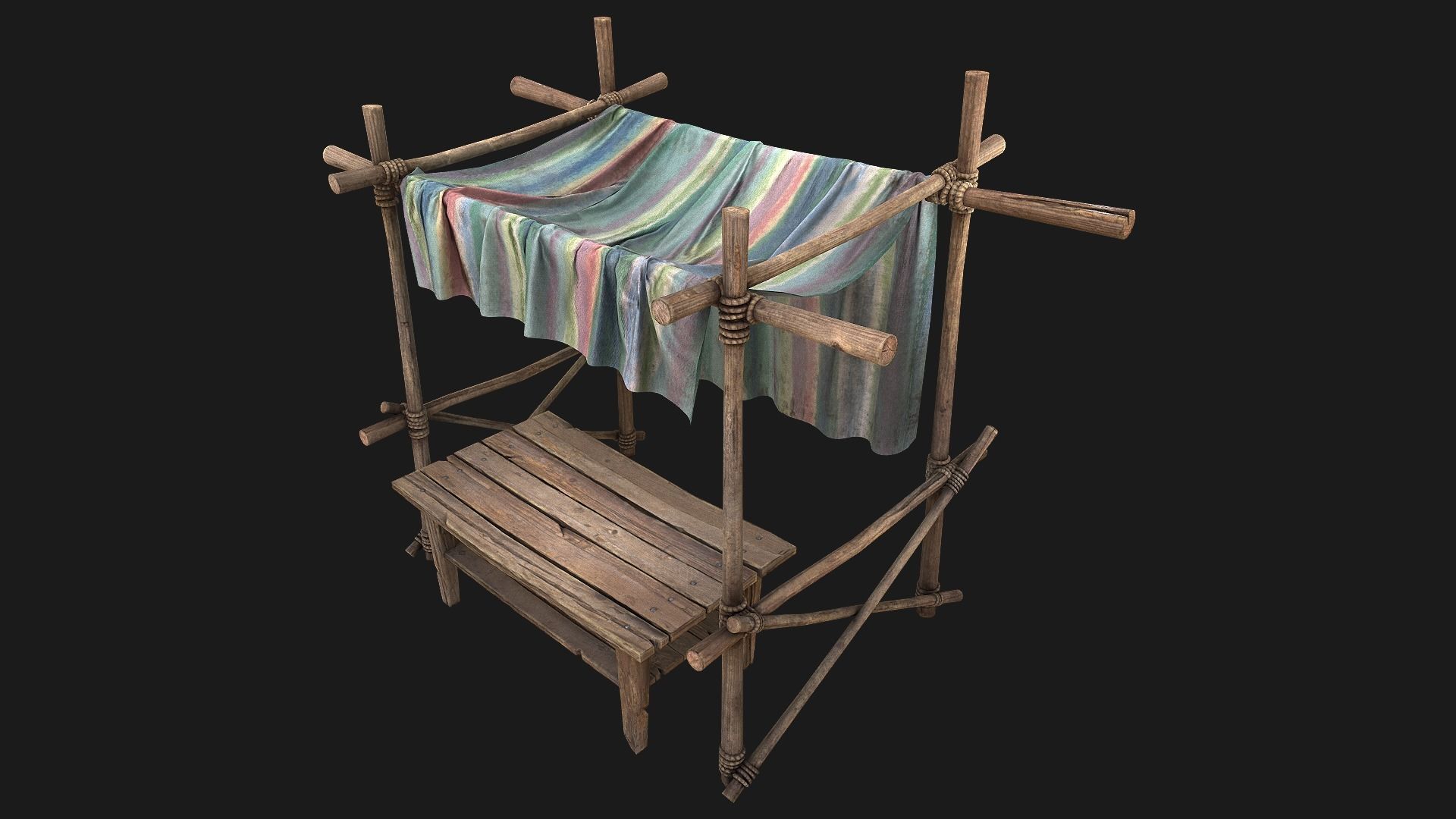 Large Market Stalls Tent Pack Low-poly 3D model_74