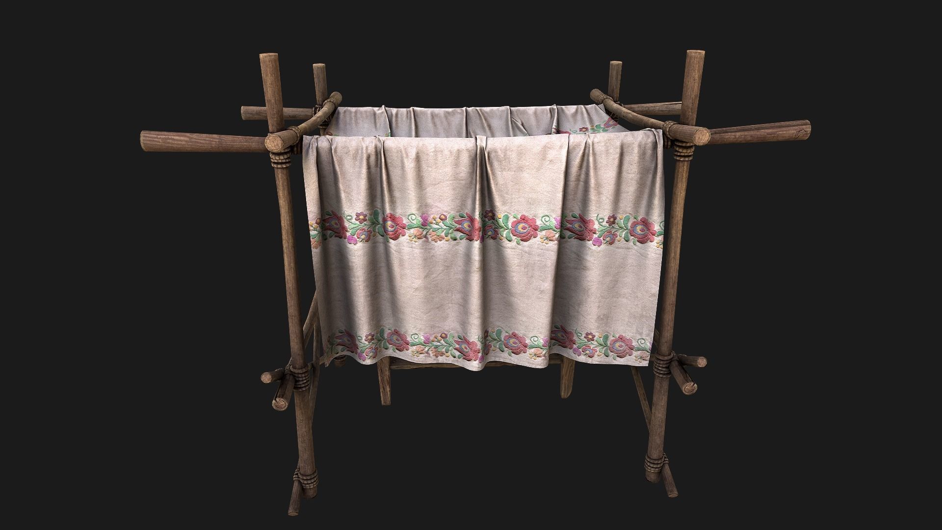 Large Market Stalls Tent Pack Low-poly 3D model_53