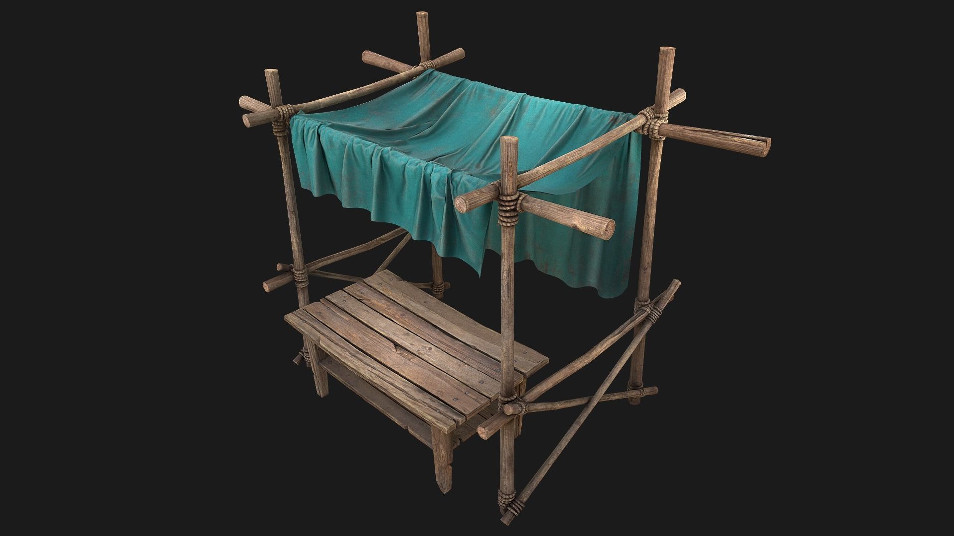 Large Market Stalls Tent Pack Low-poly 3D model_69