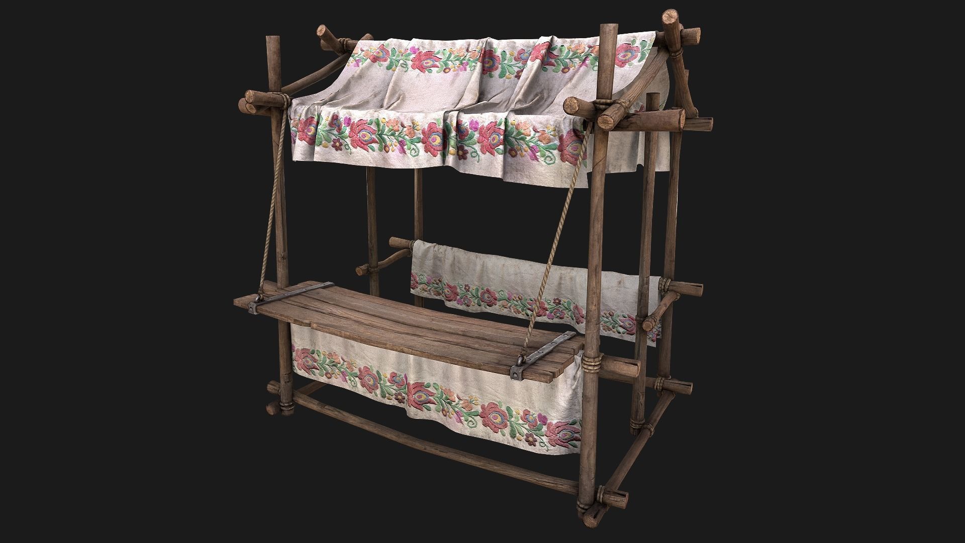 Large Market Stalls Tent Pack Low-poly 3D model_77