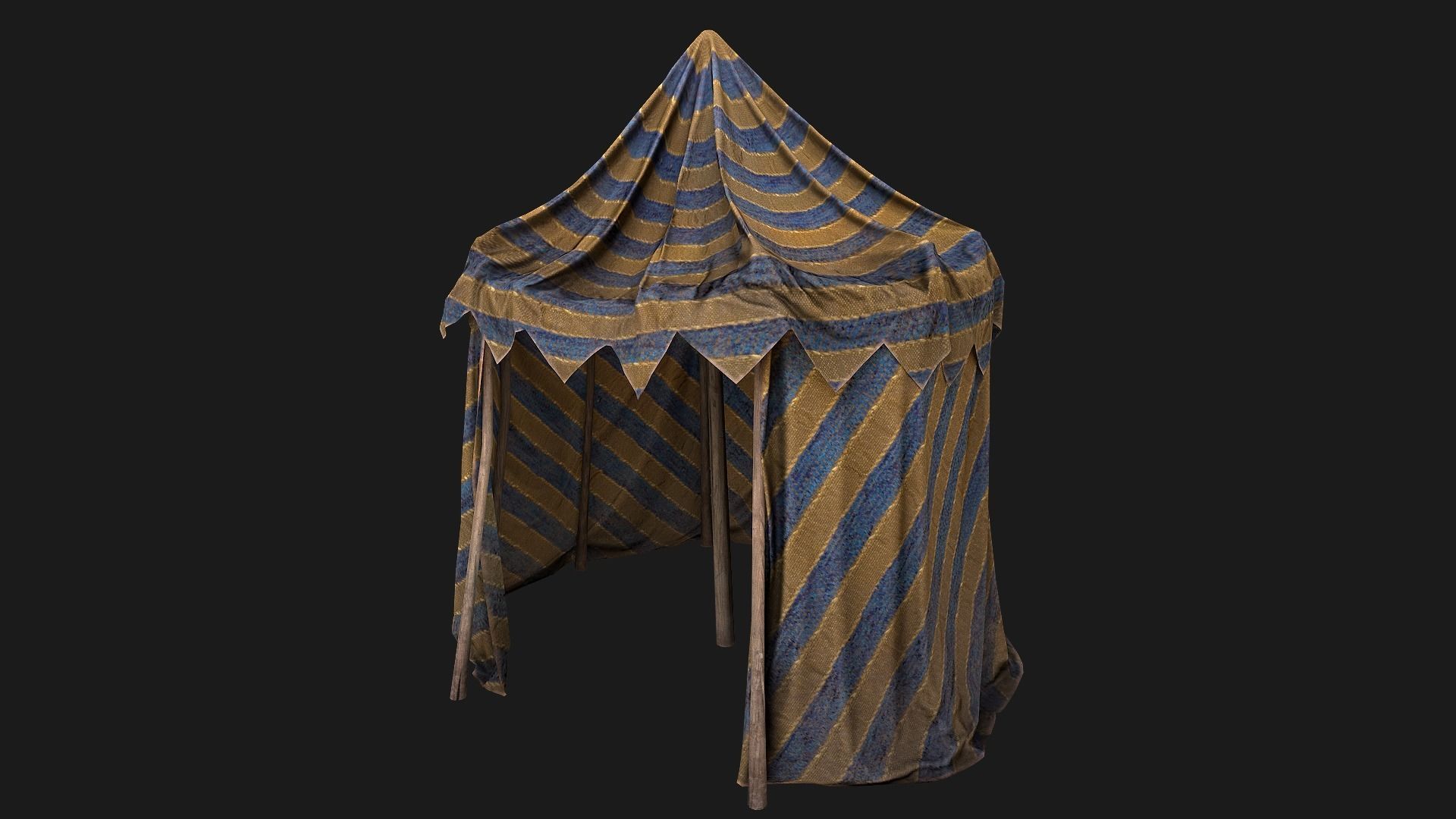 Large Market Stalls Tent Pack Low-poly 3D model_99