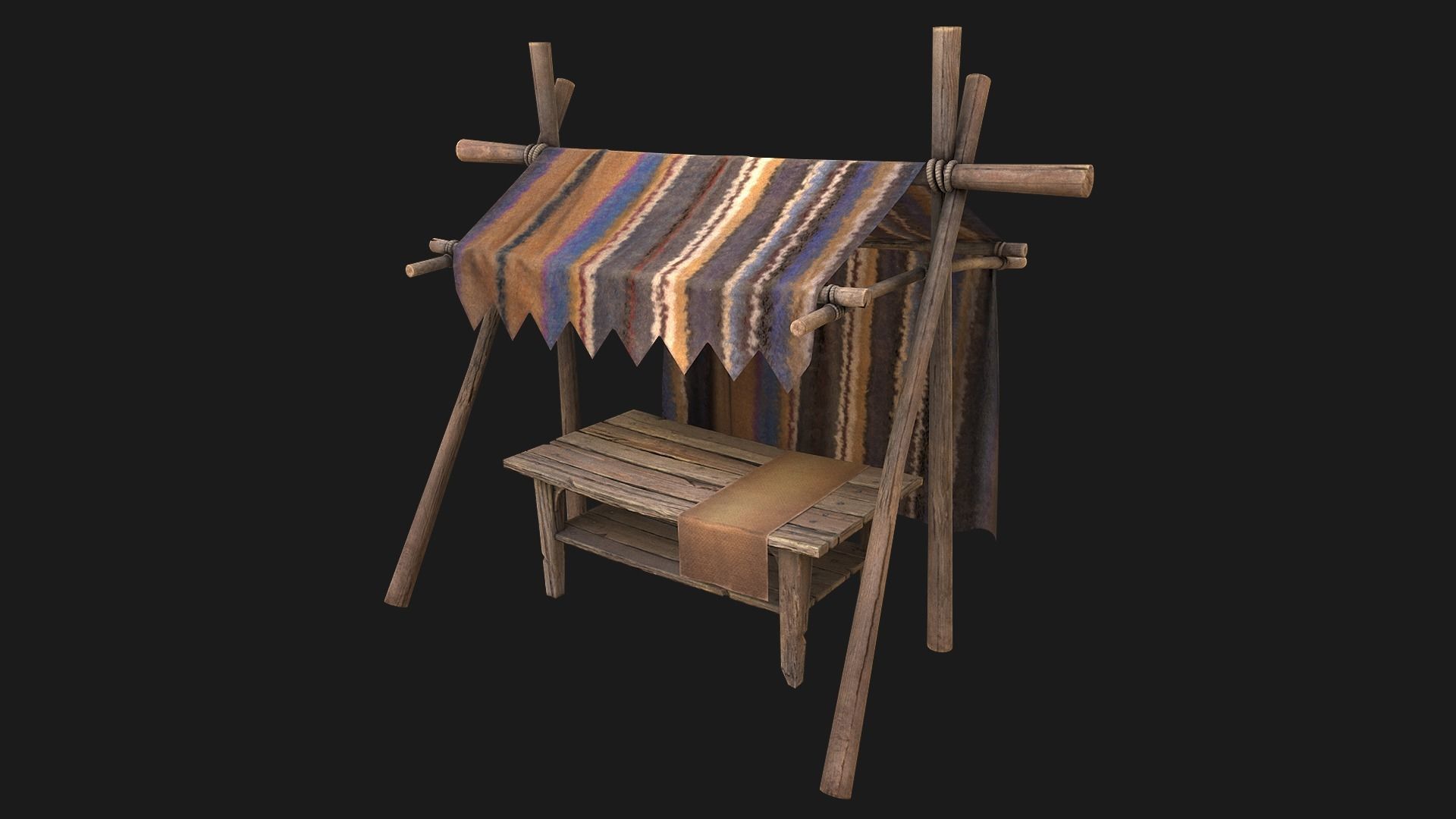 Large Market Stalls Tent Pack Low-poly 3D model_34