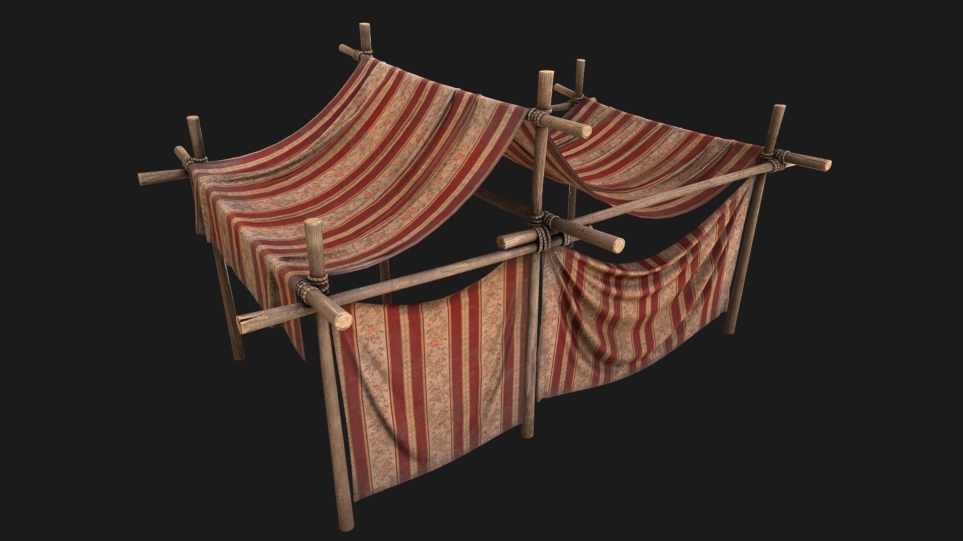 Large Market Stalls Tent Pack Low-poly 3D model_122