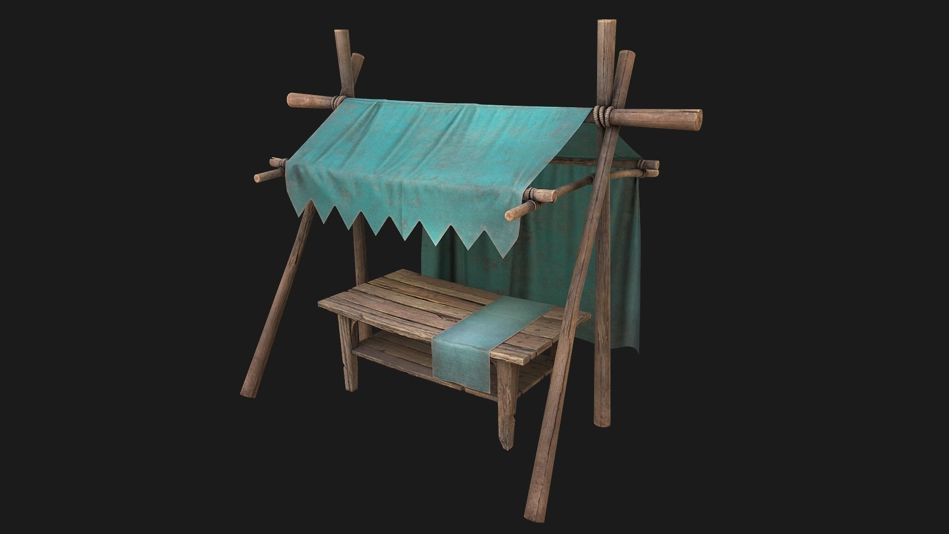 Large Market Stalls Tent Pack Low-poly 3D model_31