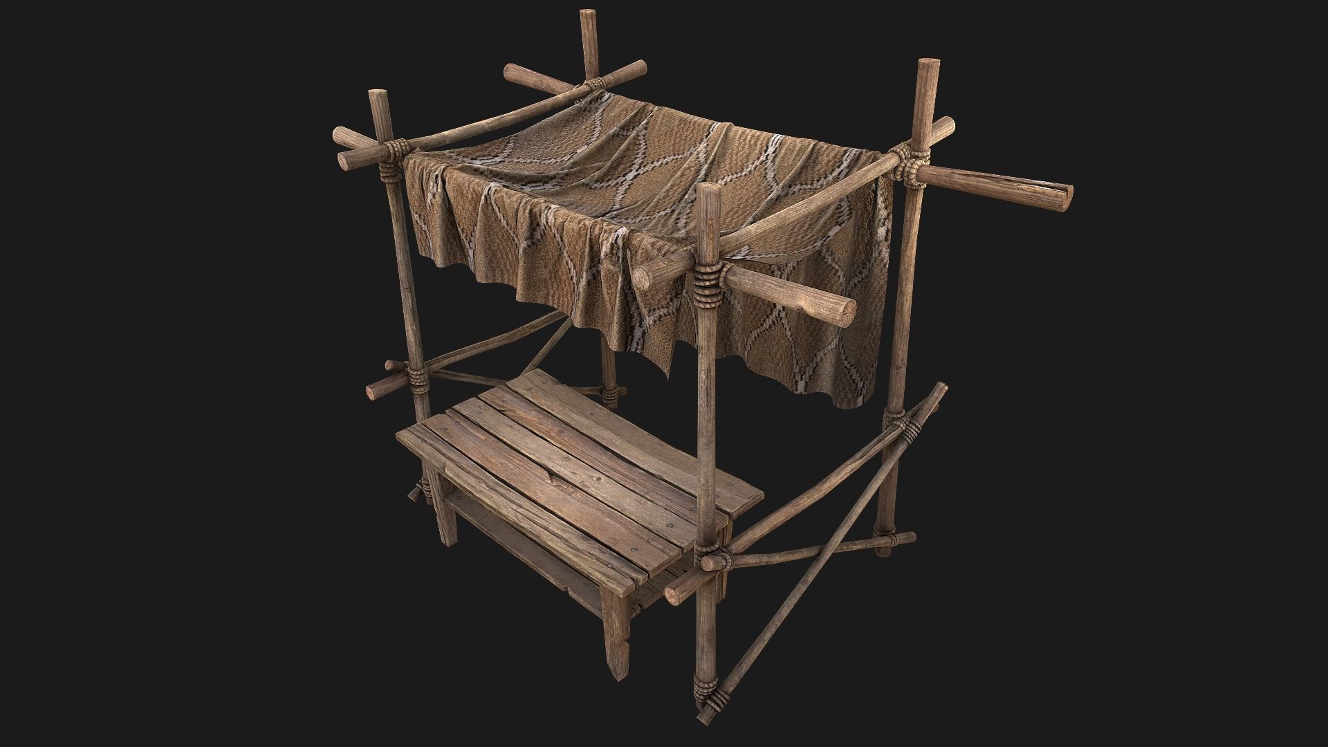 Large Market Stalls Tent Pack Low-poly 3D model_56