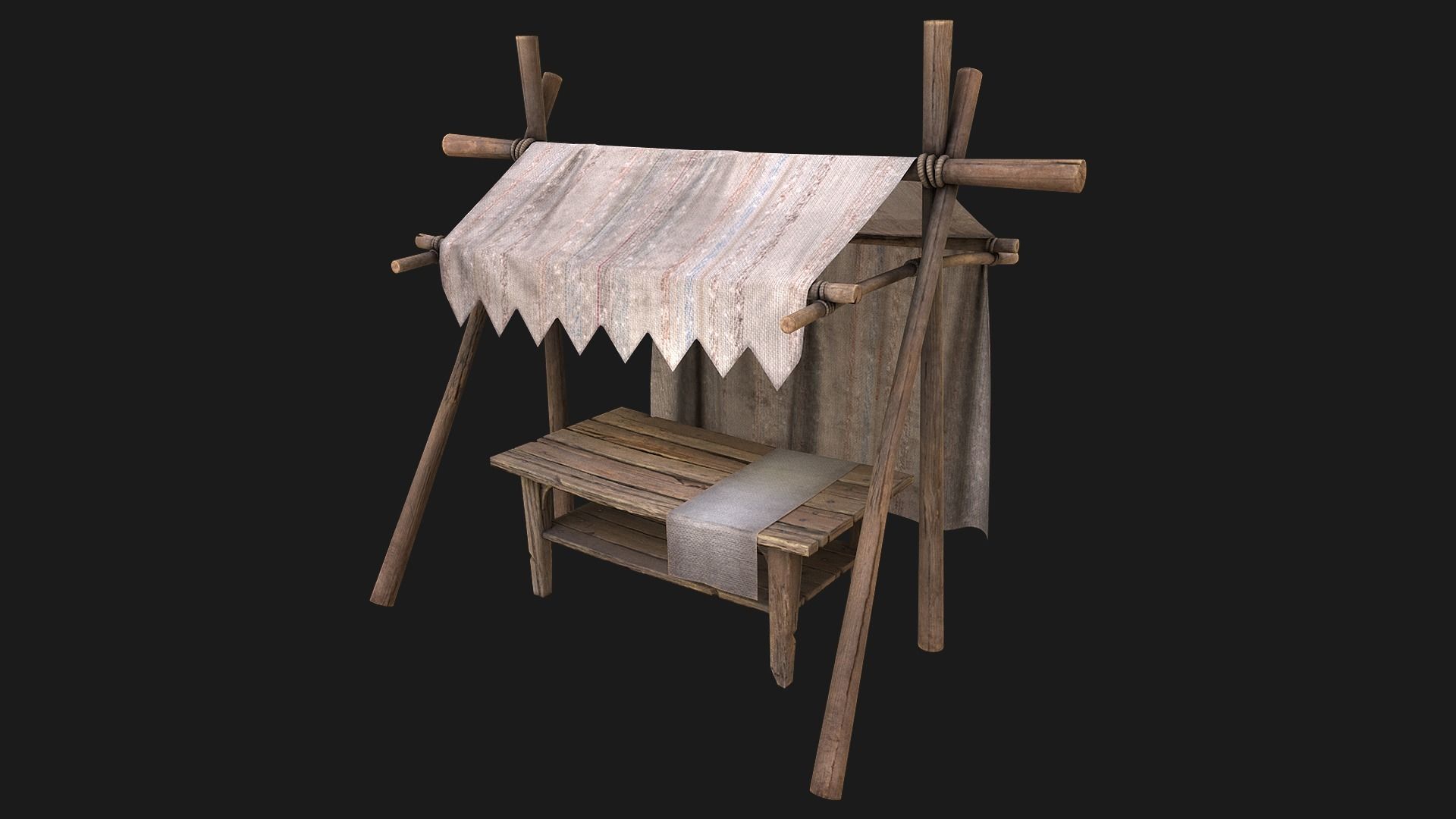 Large Market Stalls Tent Pack Low-poly 3D model_29