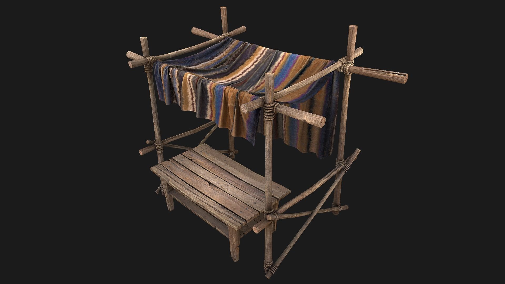 Large Market Stalls Tent Pack Low-poly 3D model_59