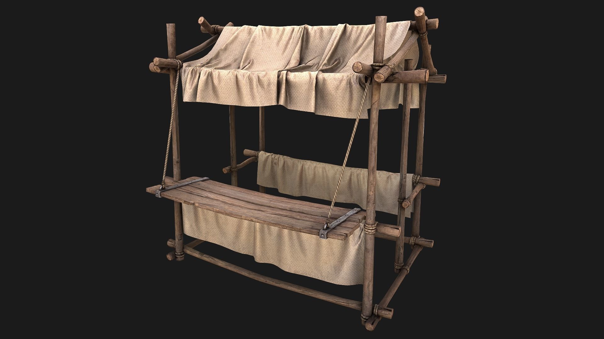 Large Market Stalls Tent Pack Low-poly 3D model_93