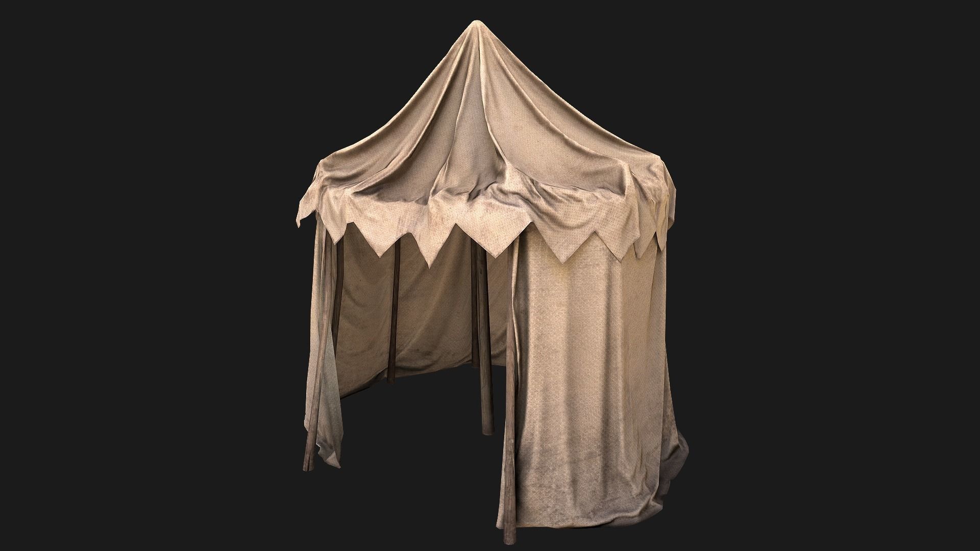 Large Market Stalls Tent Pack Low-poly 3D model_114