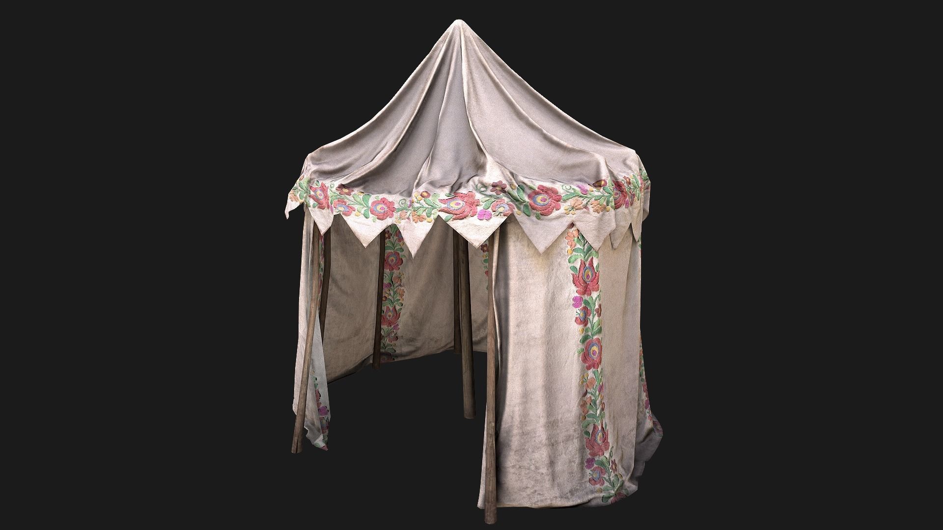 Large Market Stalls Tent Pack Low-poly 3D model_100