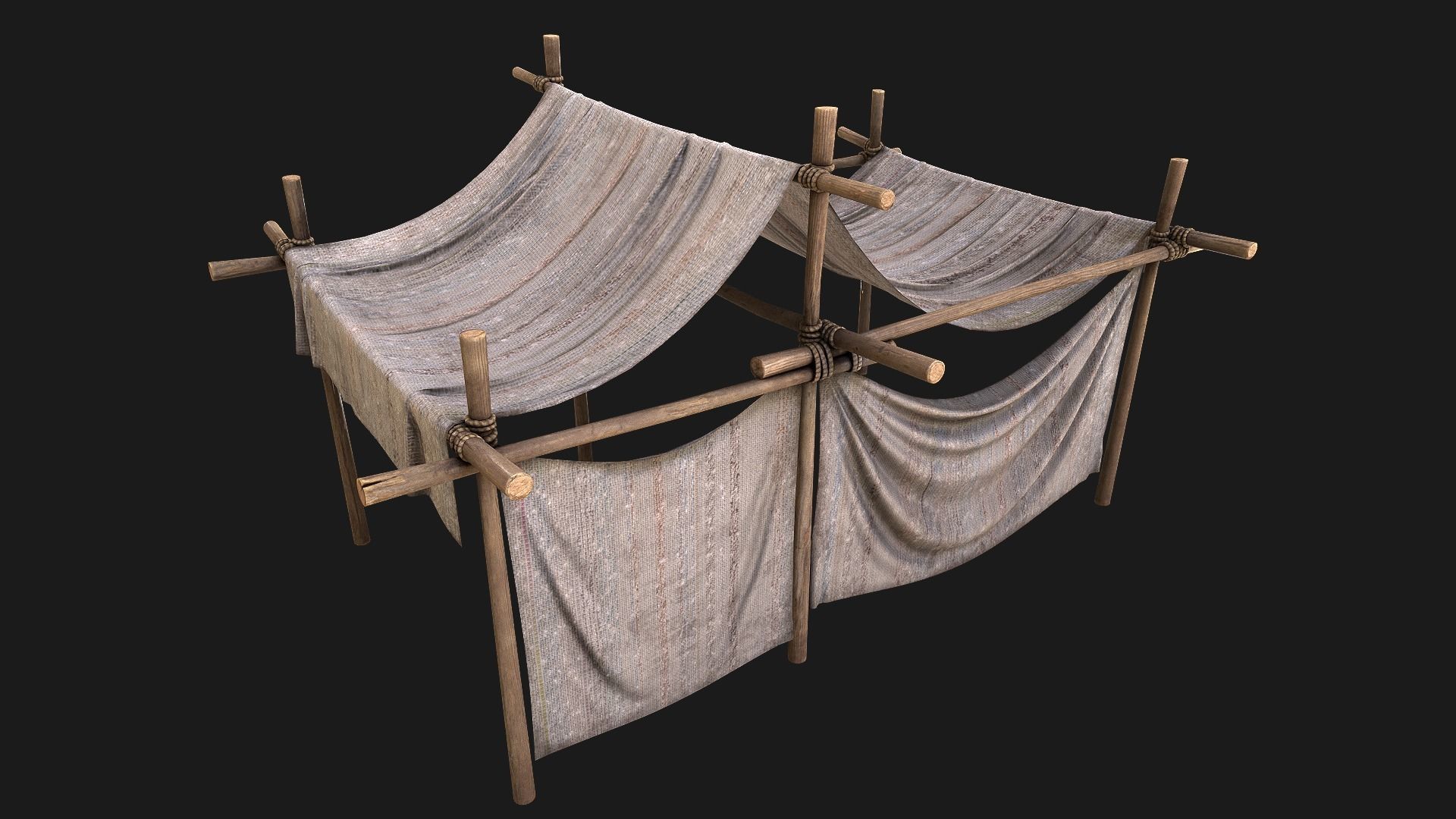 Large Market Stalls Tent Pack Low-poly 3D model_125