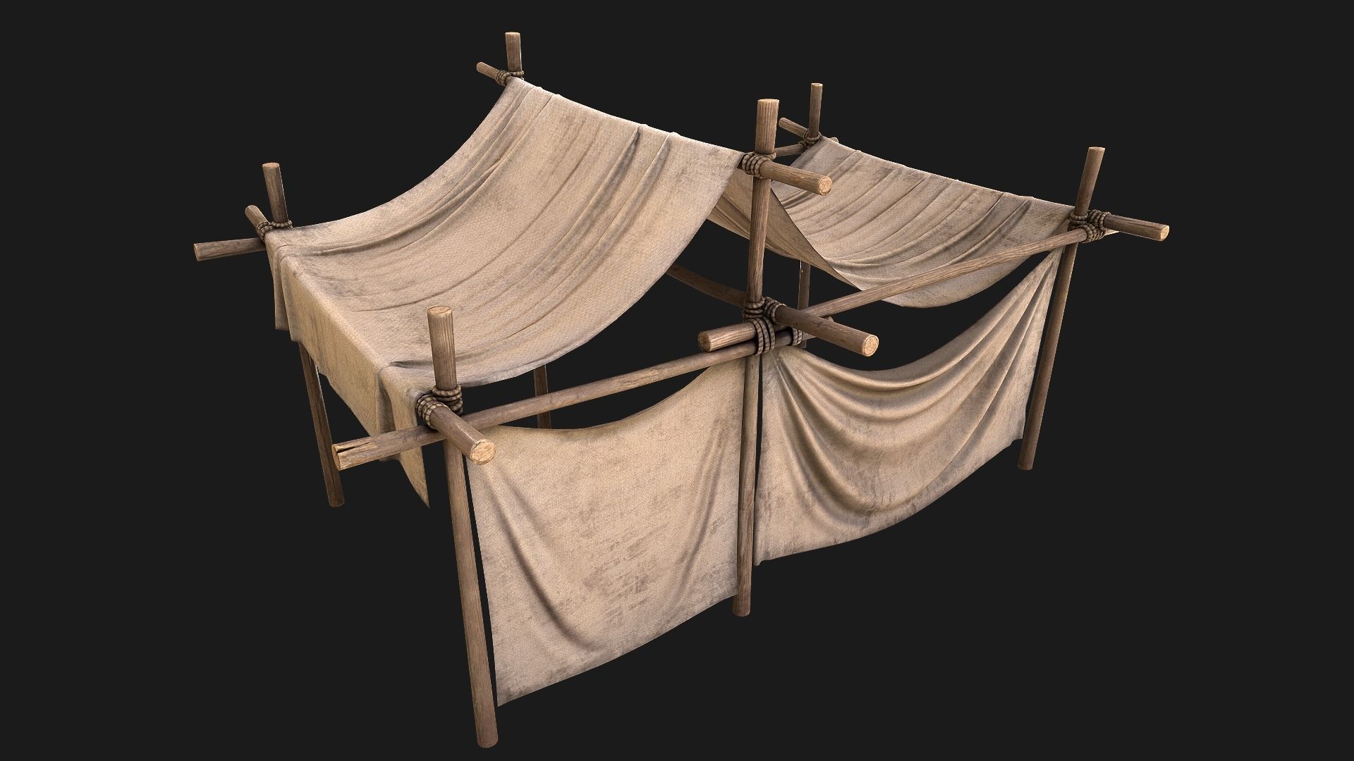 Large Market Stalls Tent Pack Low-poly 3D model_121