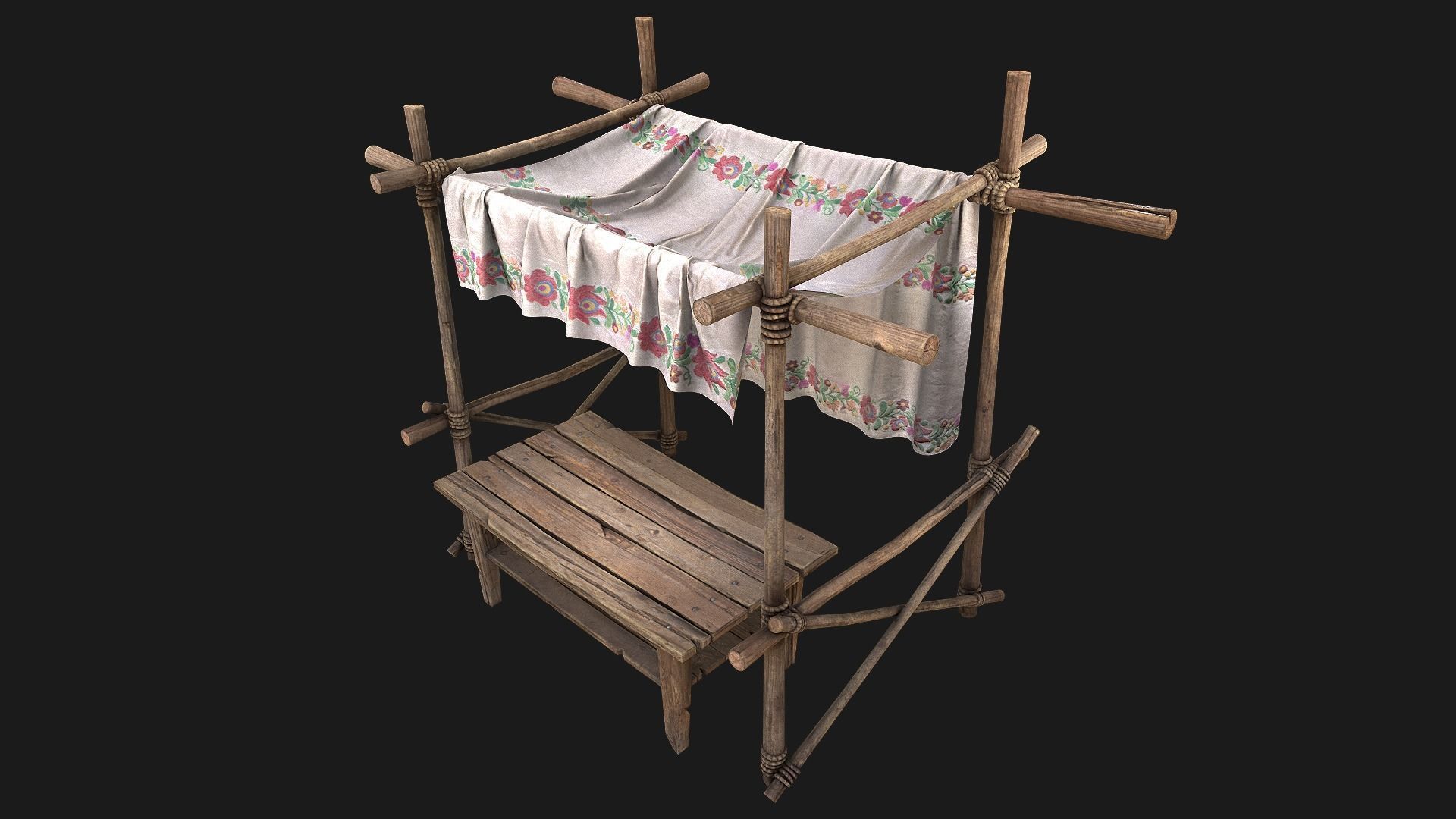 Large Market Stalls Tent Pack Low-poly 3D model_73