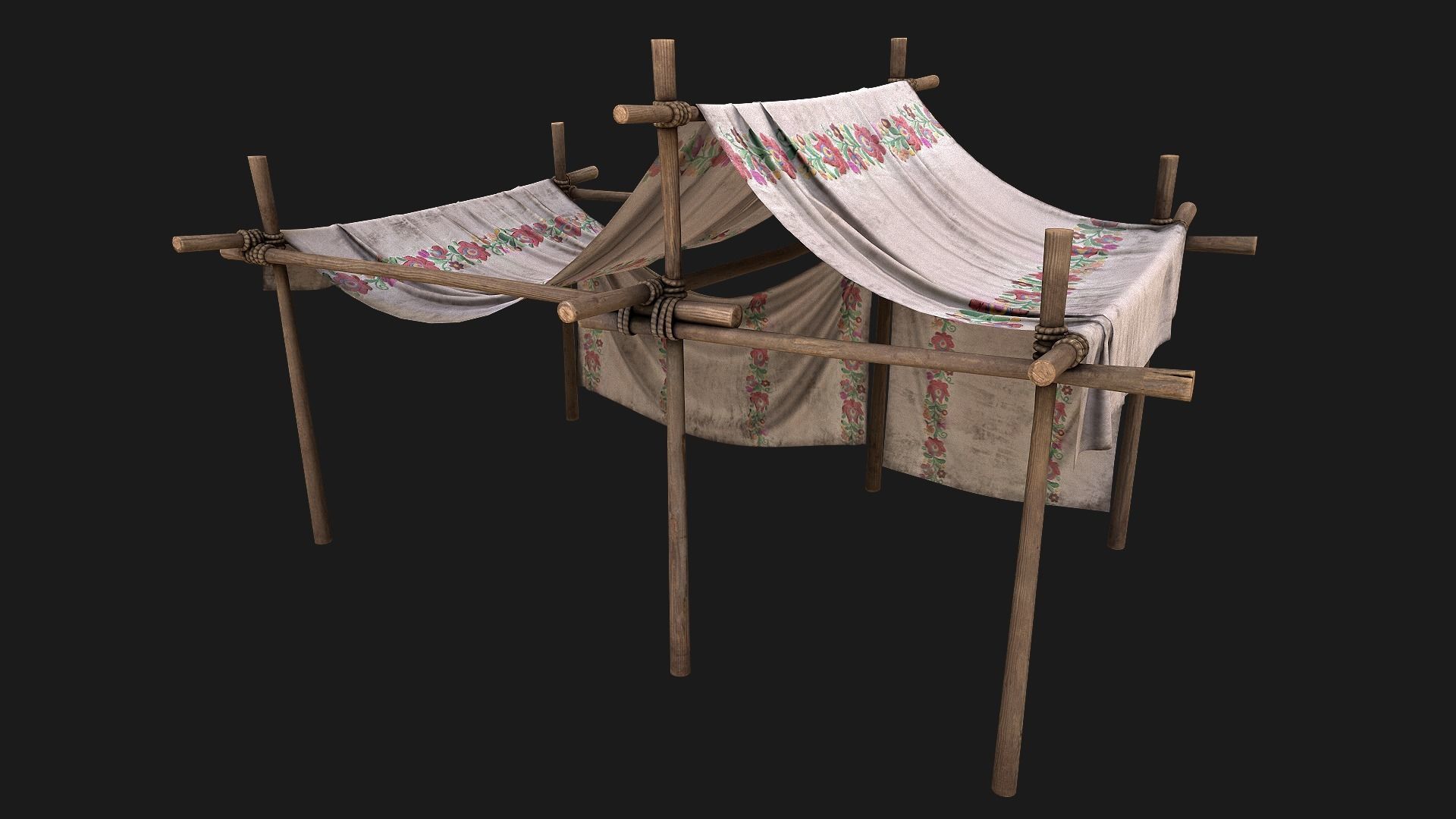 Large Market Stalls Tent Pack Low-poly 3D model_117