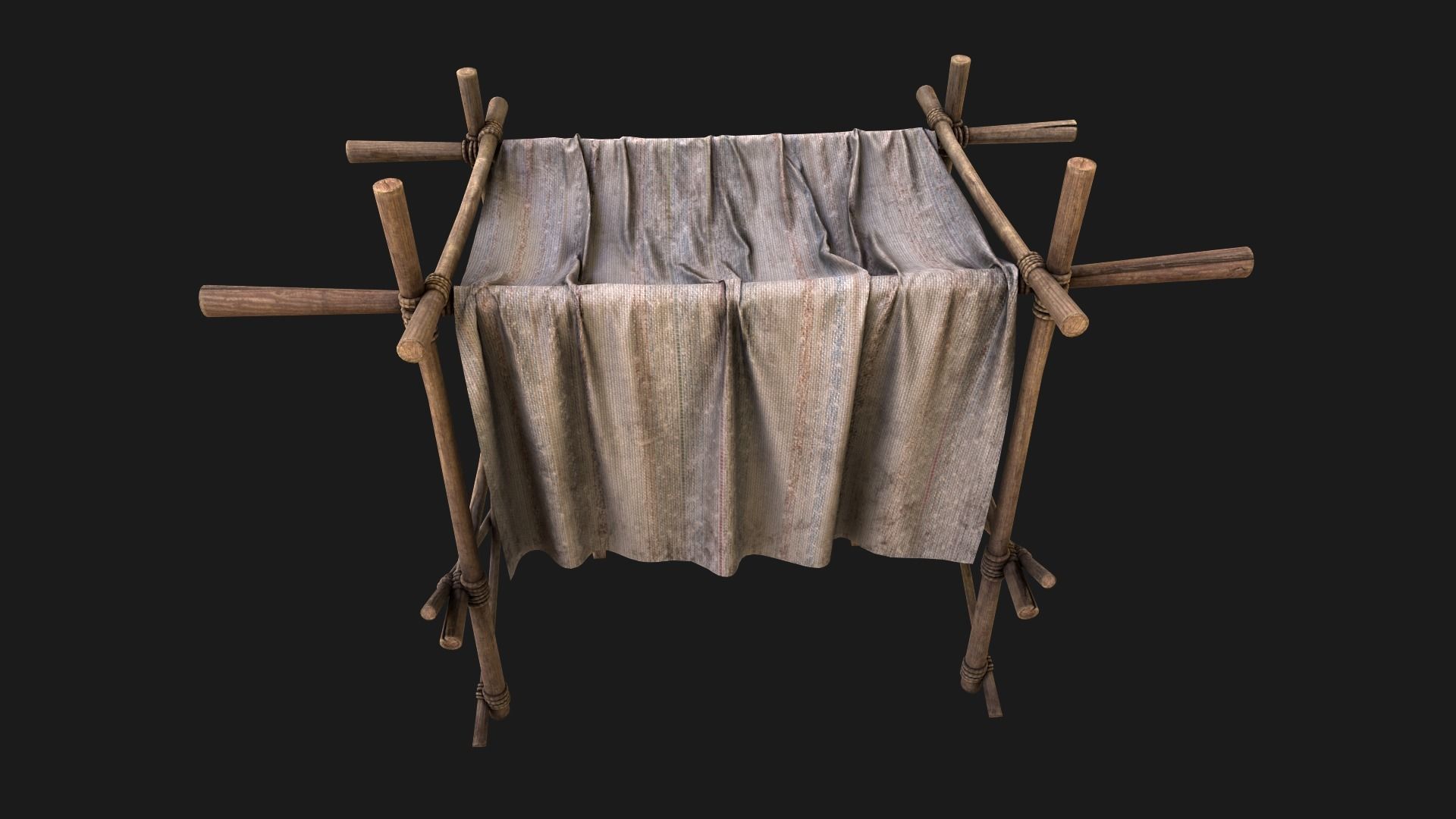 Large Market Stalls Tent Pack Low-poly 3D model_42