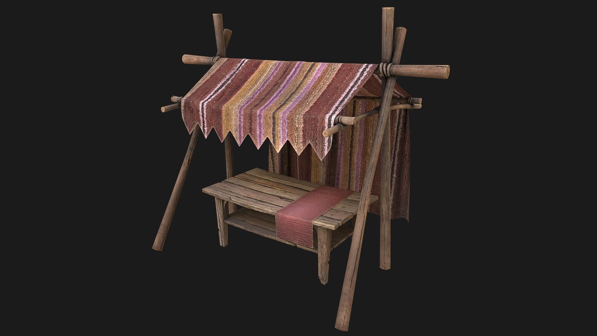 Large Market Stalls Tent Pack Low-poly 3D model_21