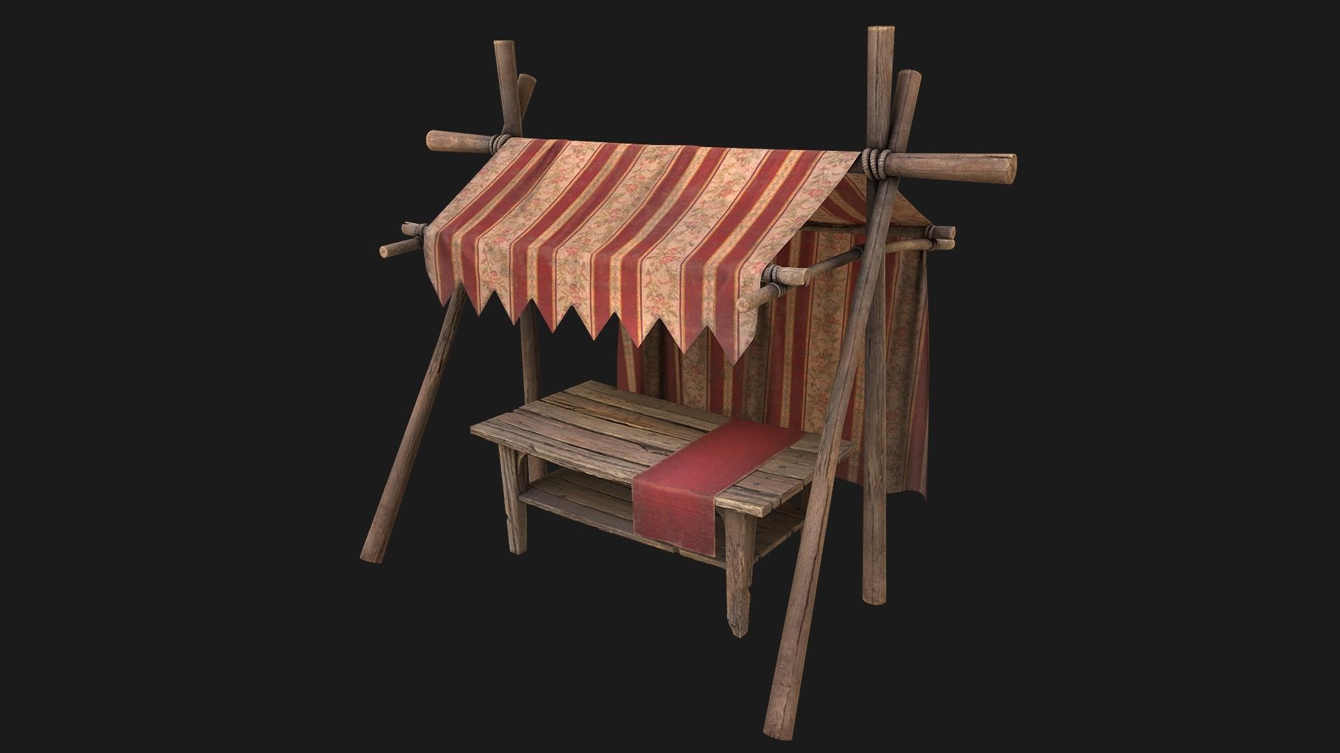 Large Market Stalls Tent Pack Low-poly 3D model_27