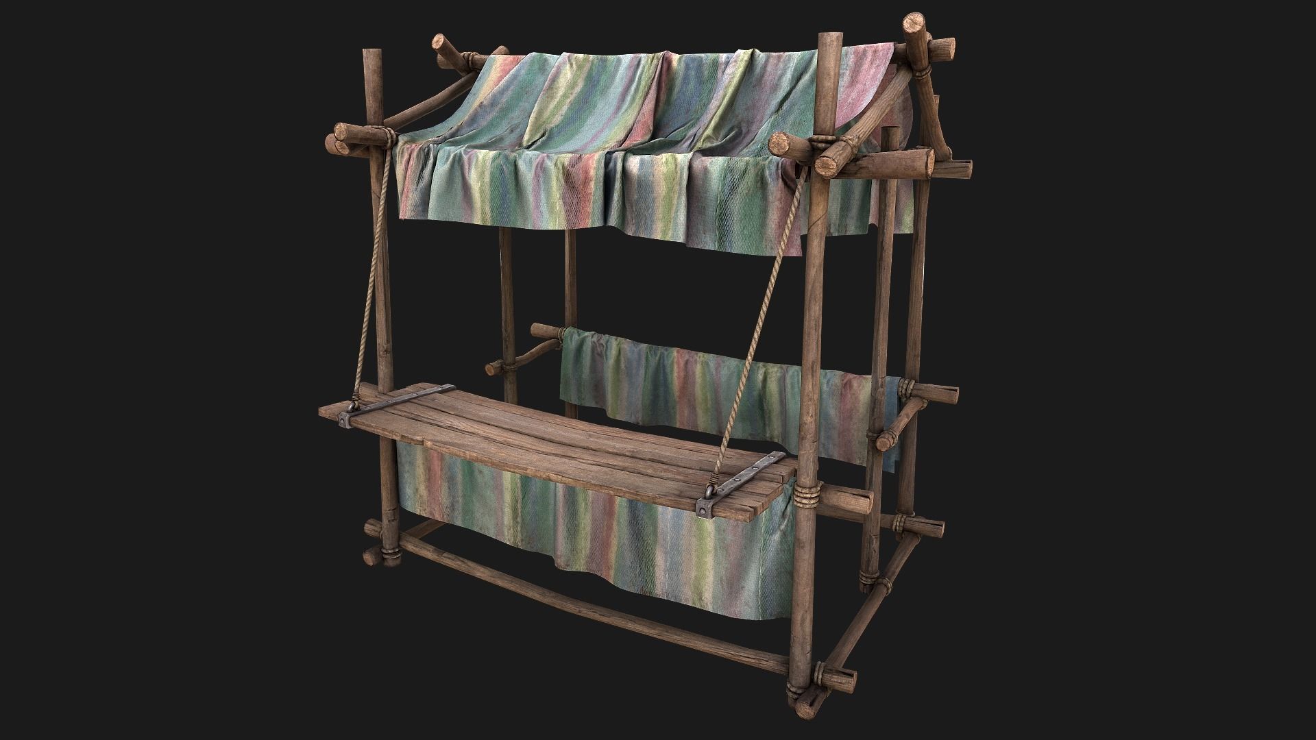 Large Market Stalls Tent Pack Low-poly 3D model_91