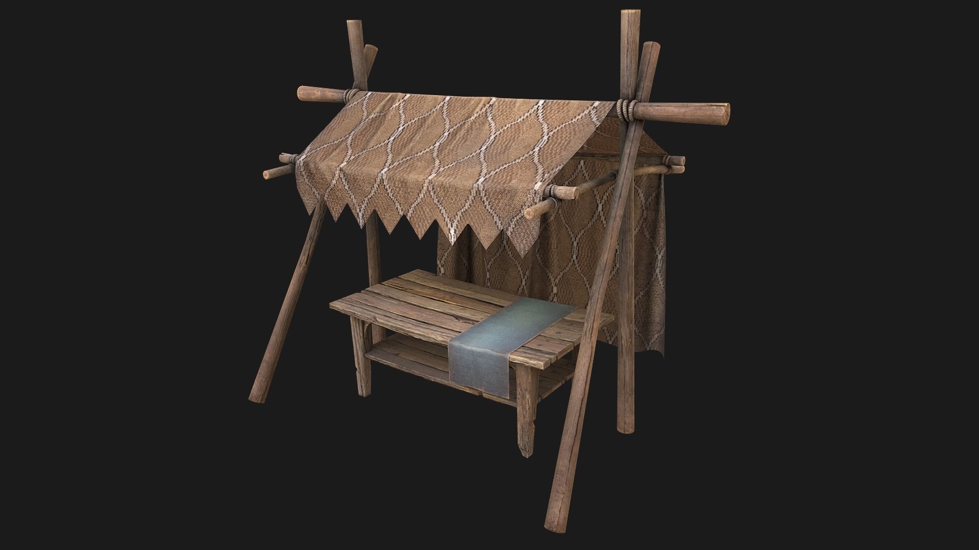 Large Market Stalls Tent Pack Low-poly 3D model_36