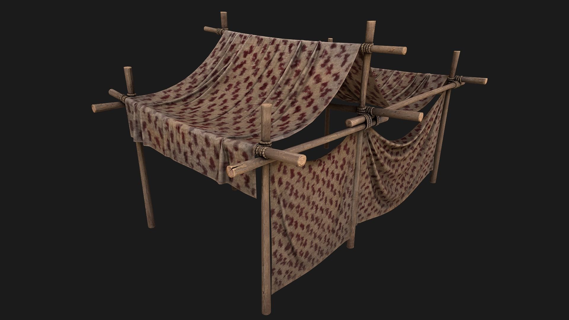 Large Market Stalls Tent Pack Low-poly 3D model_119