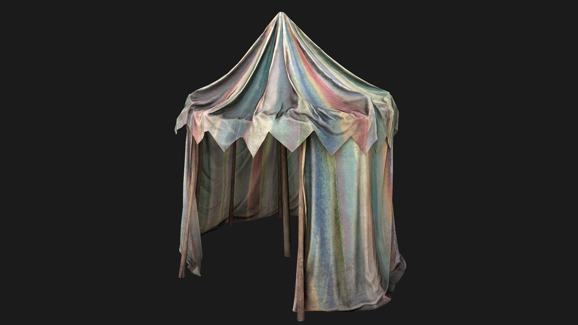 Large Market Stalls Tent Pack Low-poly 3D model_113