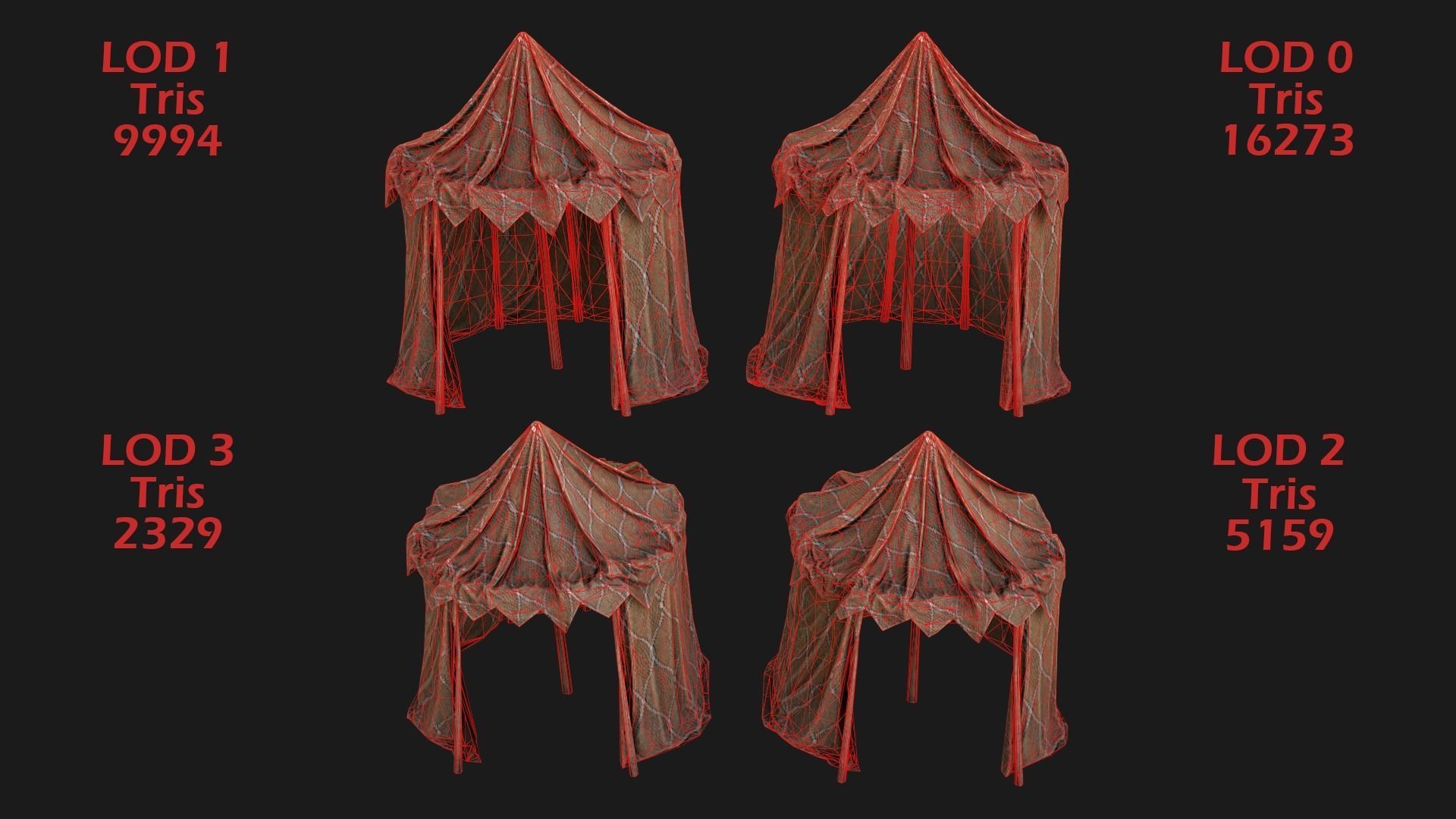 Large Market Stalls Tent Pack Low-poly 3D model_106