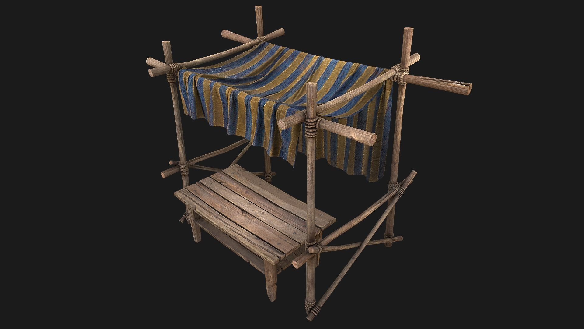 Large Market Stalls Tent Pack Low-poly 3D model_50