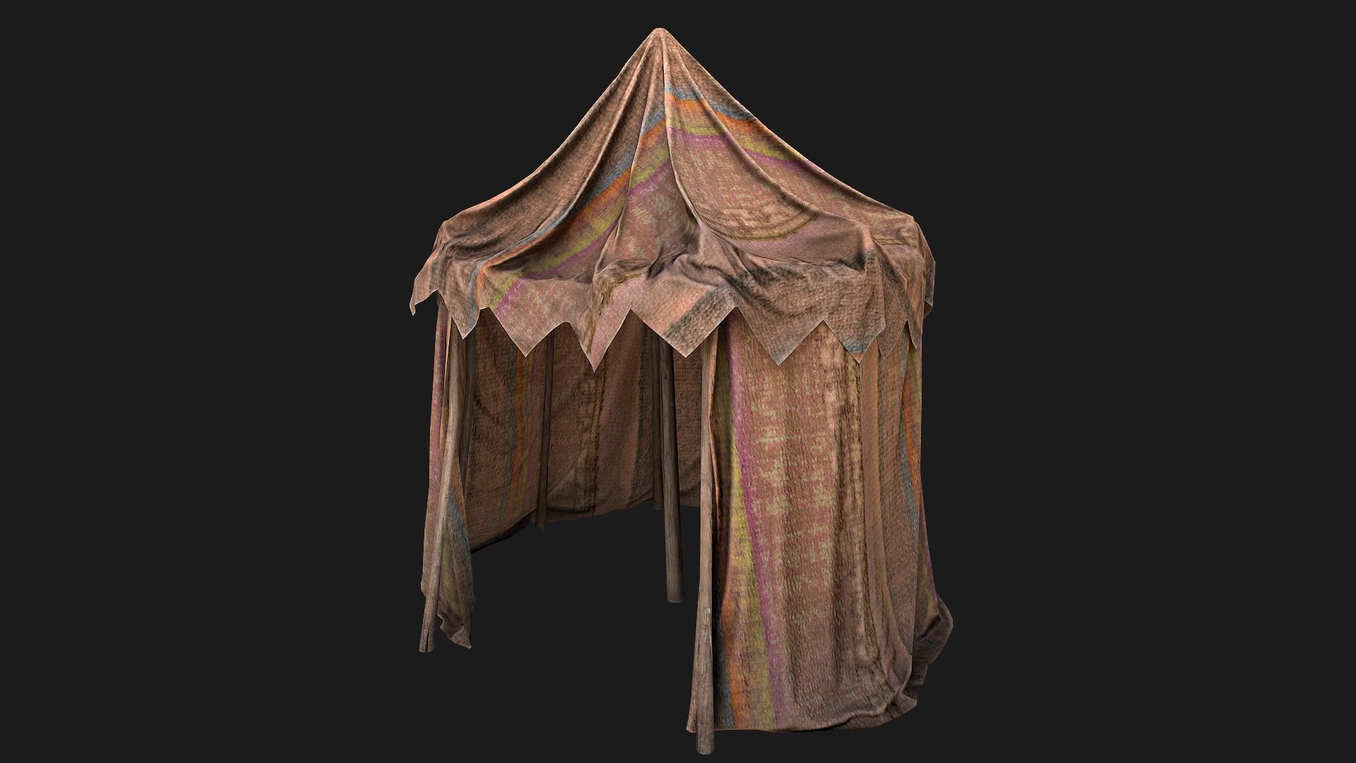 Large Market Stalls Tent Pack Low-poly 3D model_105