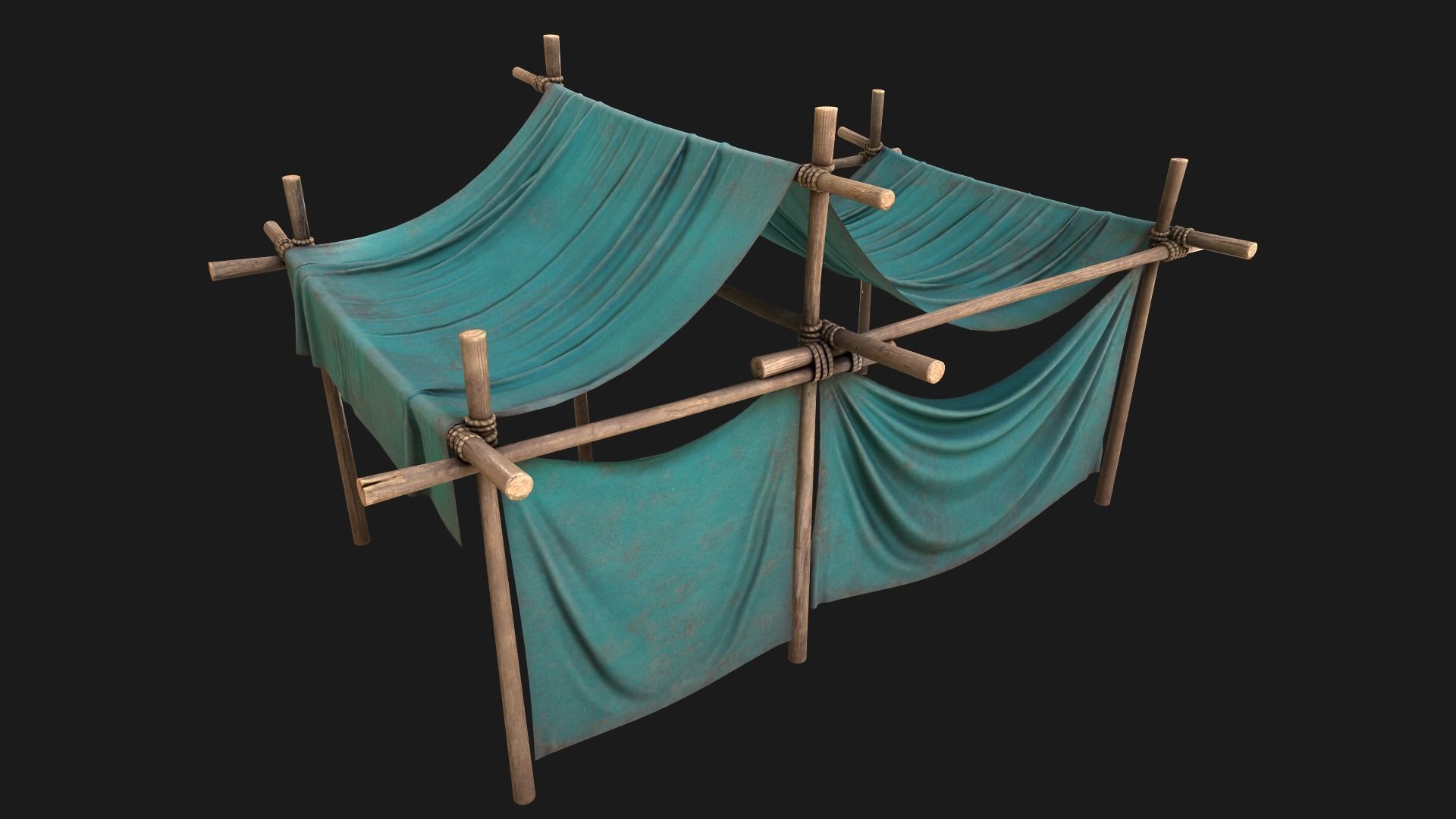 Large Market Stalls Tent Pack Low-poly 3D model_124