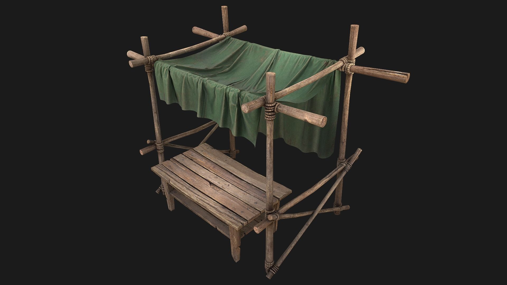 Large Market Stalls Tent Pack Low-poly 3D model_60