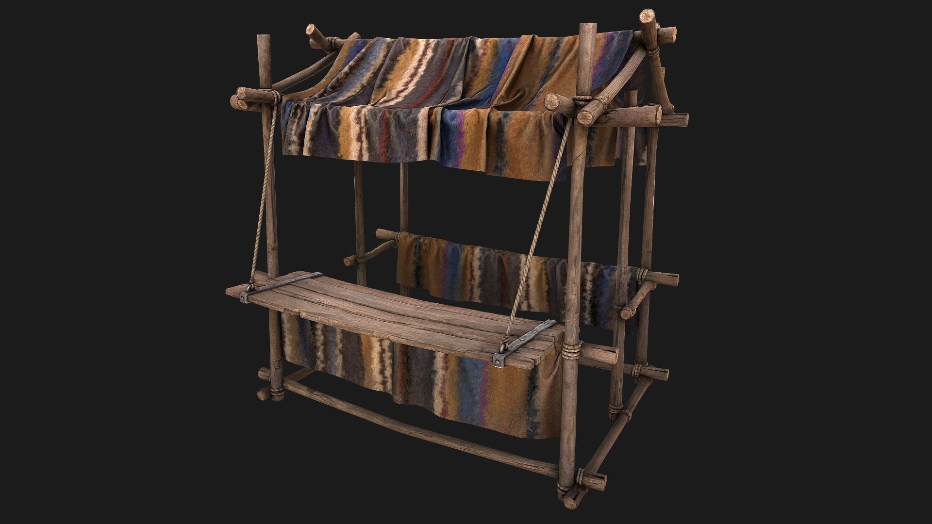 Large Market Stalls Tent Pack Low-poly 3D model_87