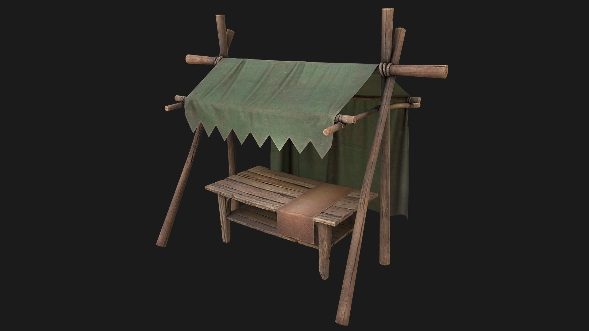 Large Market Stalls Tent Pack Low-poly 3D model_25