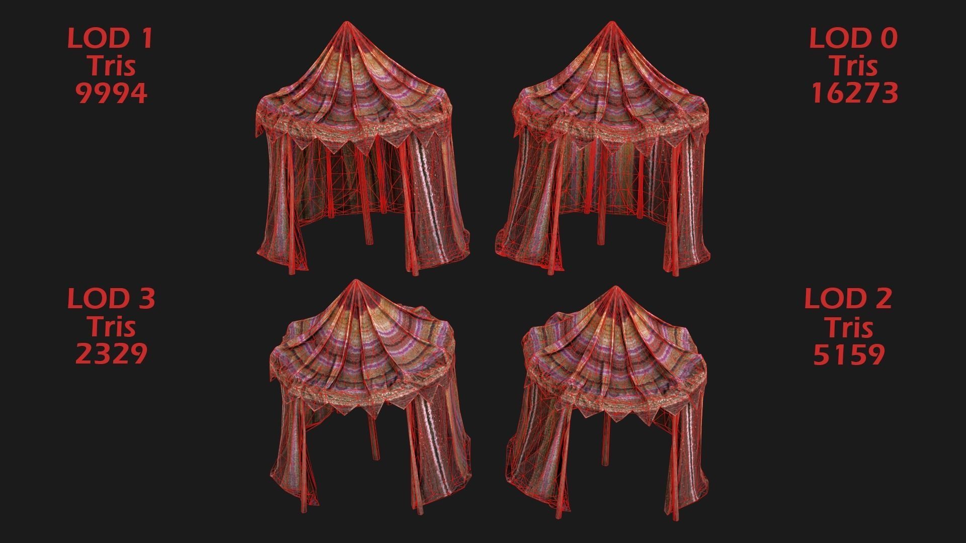 Large Market Stalls Tent Pack Low-poly 3D model_115