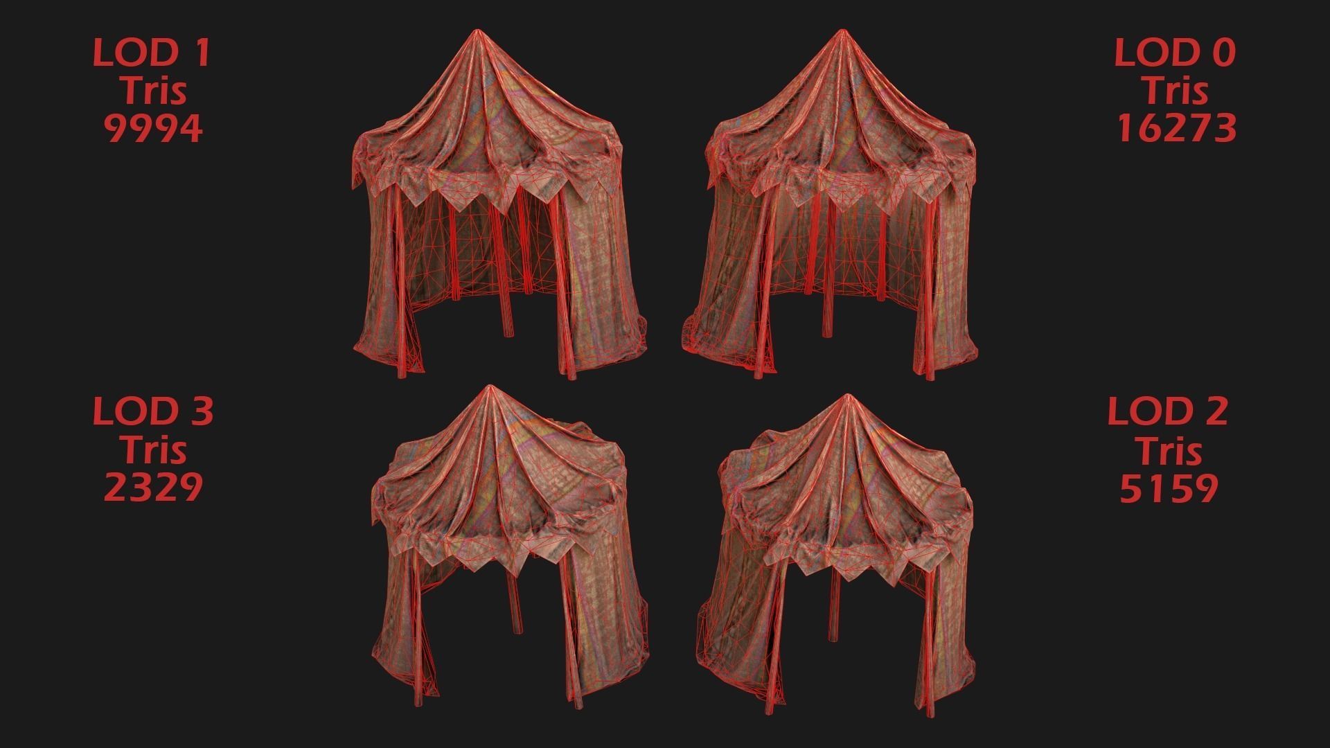 Large Market Stalls Tent Pack Low-poly 3D model_104