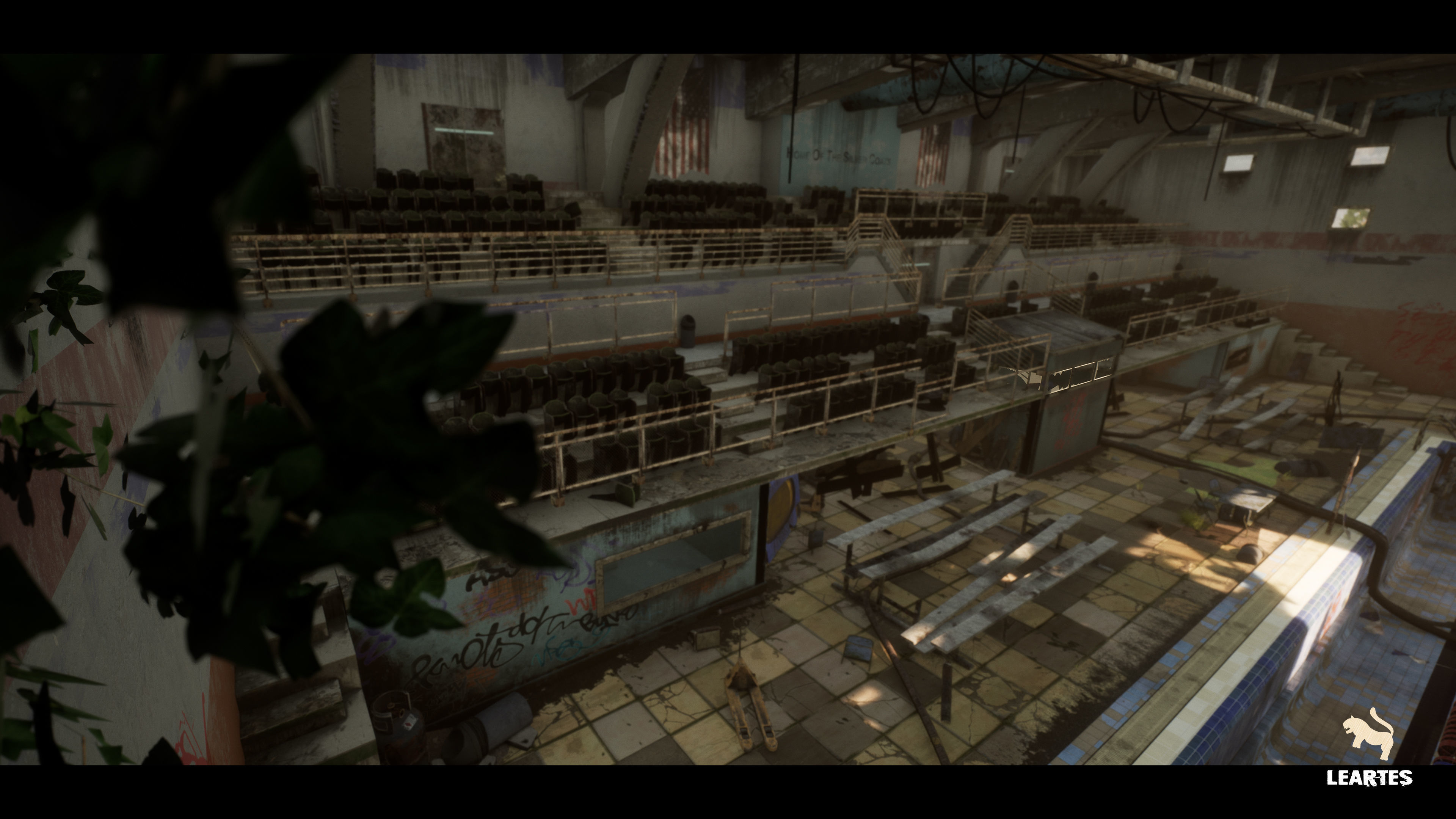 Abandoned Swimming Pool Environment Low-poly 3D model_9