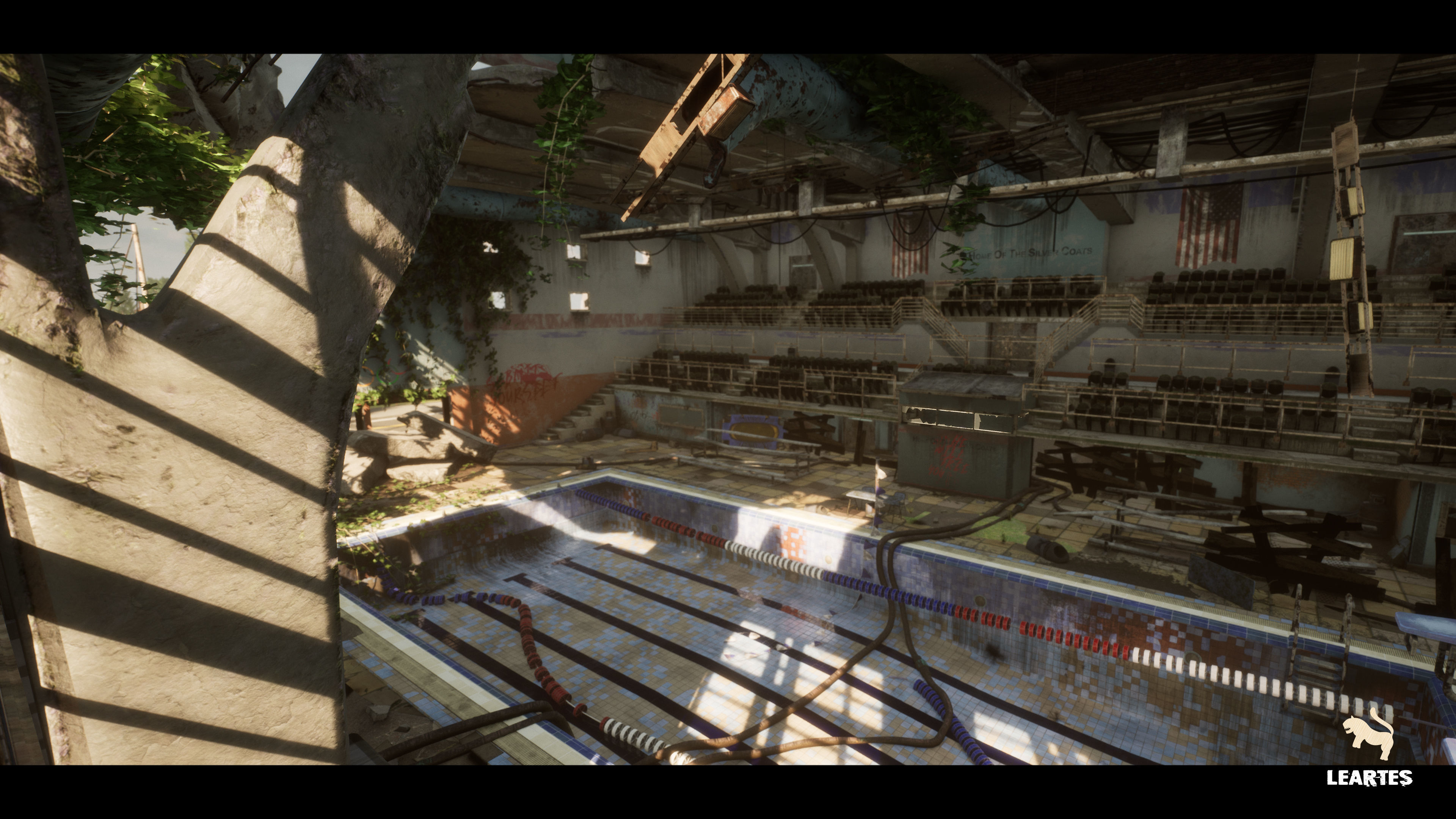 Abandoned Swimming Pool Environment Low-poly 3D model_2