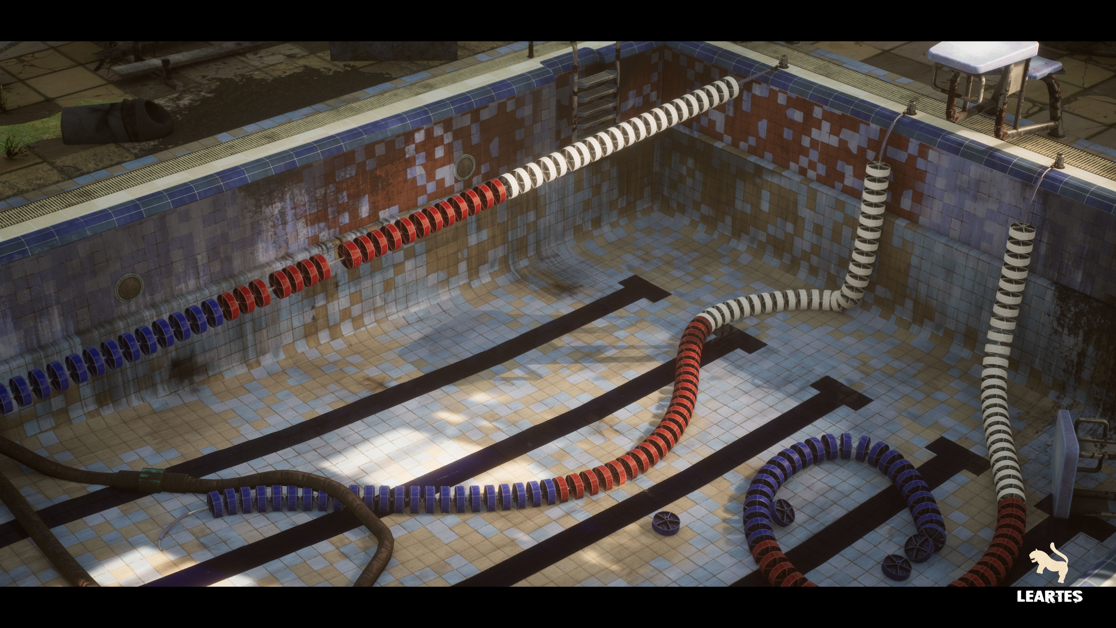 Abandoned Swimming Pool Environment Low-poly 3D model_4