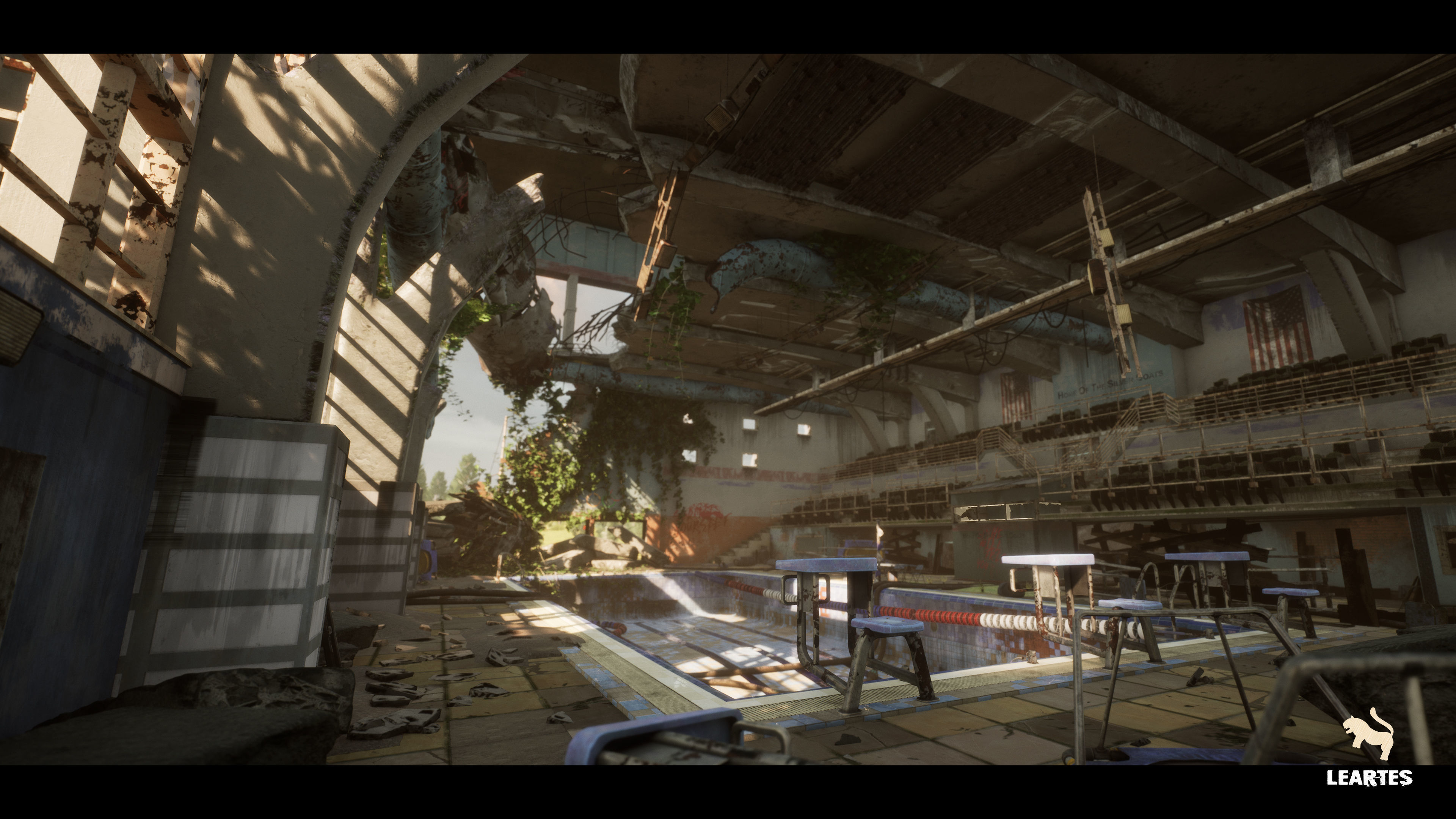 Abandoned Swimming Pool Environment Low-poly 3D model_3