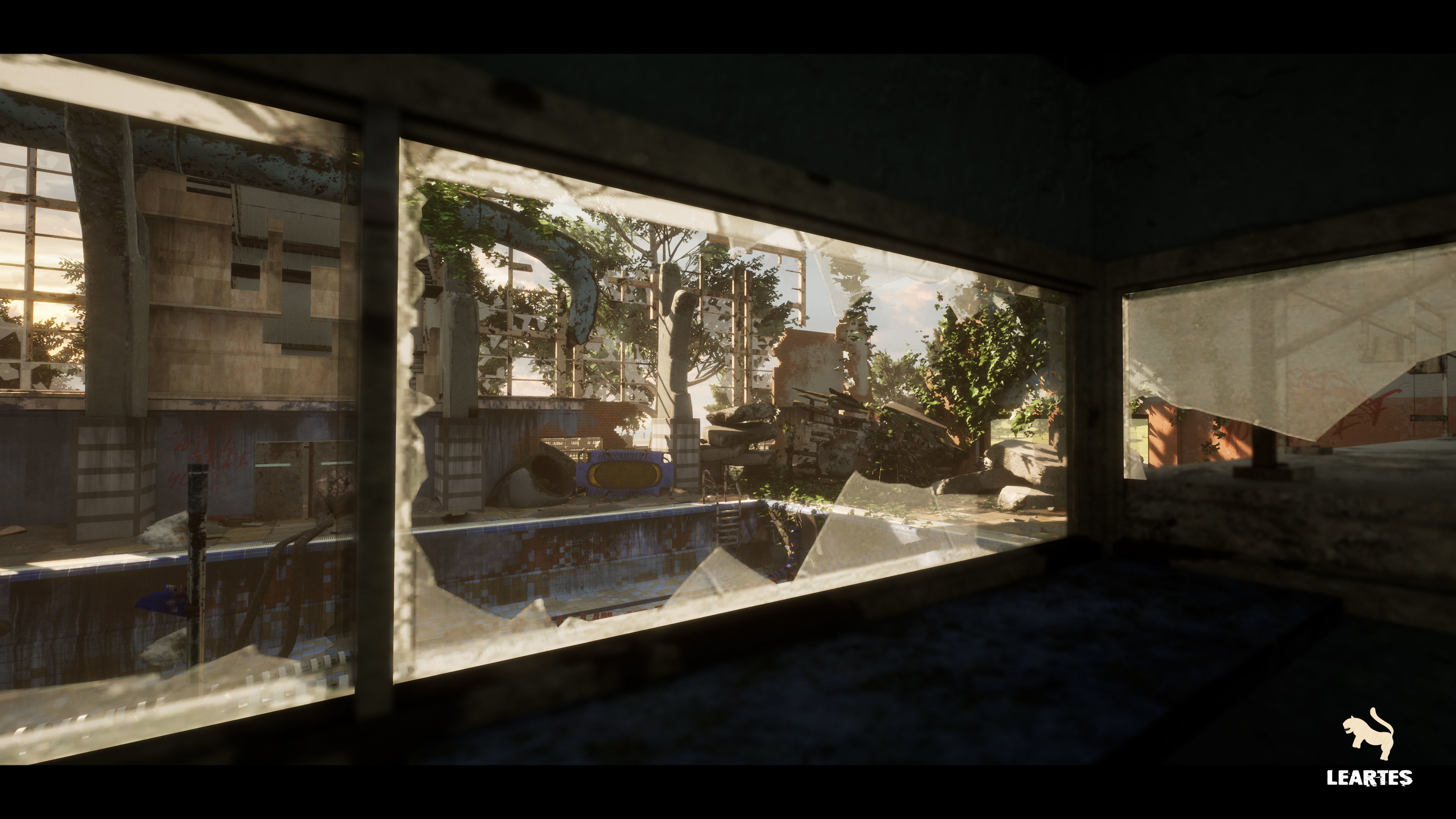 Abandoned Swimming Pool Environment Low-poly 3D model_7