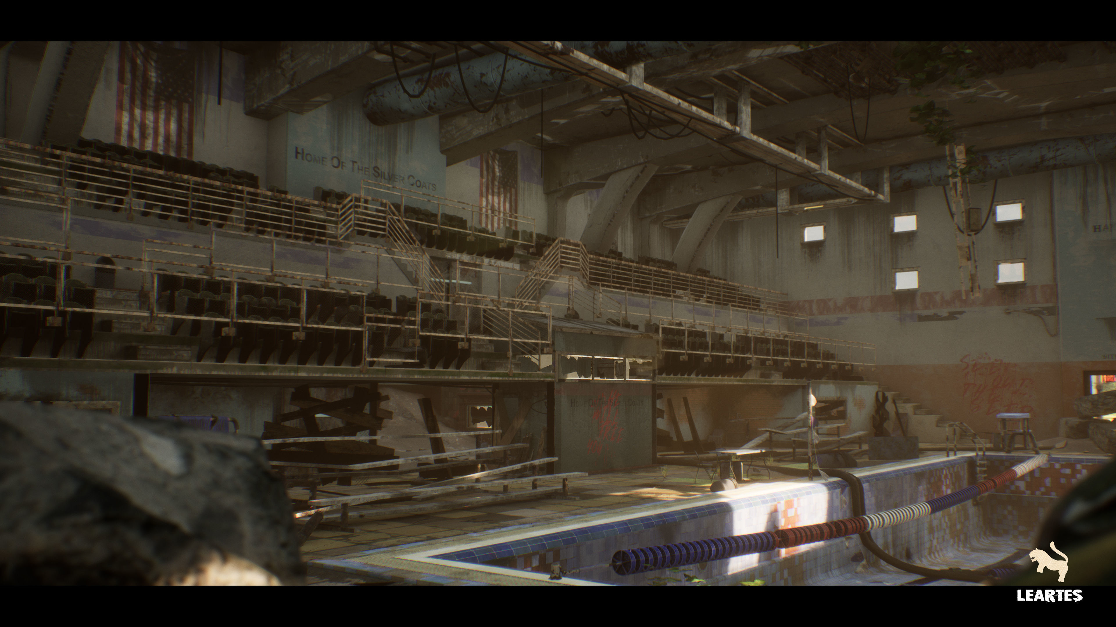 Abandoned Swimming Pool Environment Low-poly 3D model_5