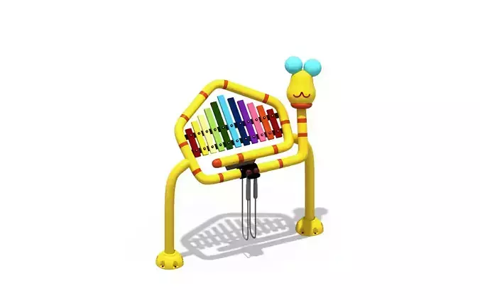 City park kids play percussion musicial playground instruments 3D model