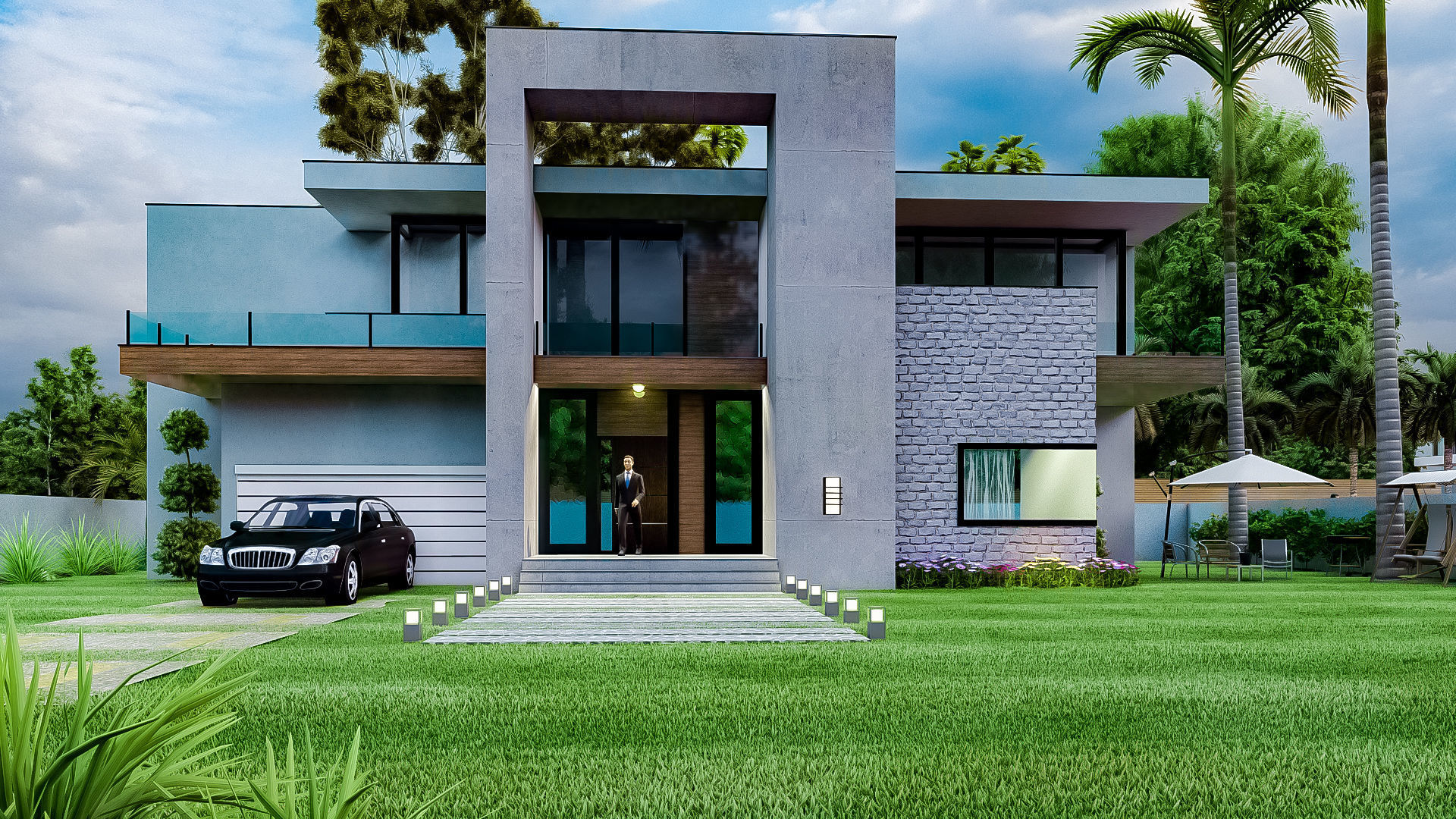Villa Building Low-poly 3D model_1