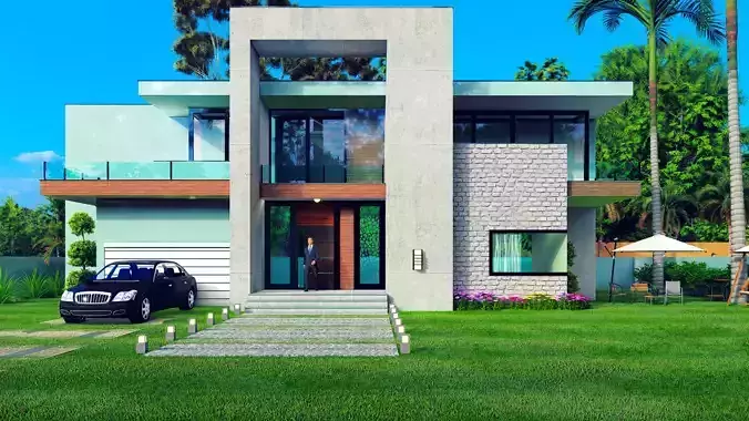 Villa Building Low-poly 3D model