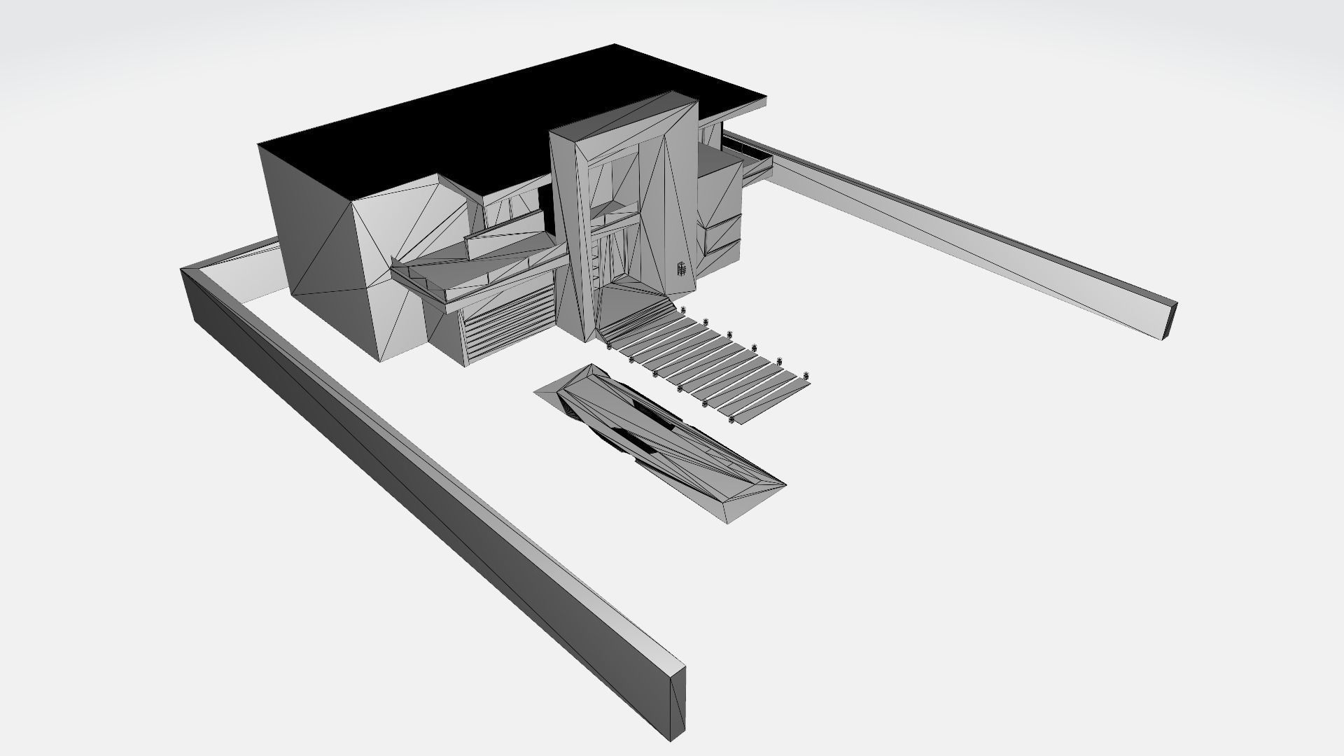 Villa Building Low-poly 3D model_2