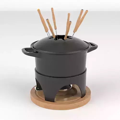 Fondue Set pot with wooden sticks