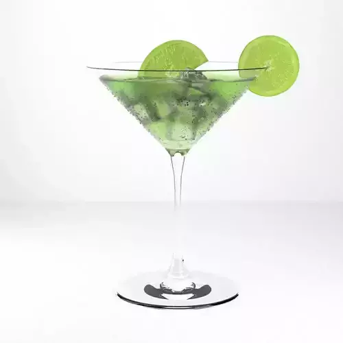 Cocktail 2 martini with lime wedges 3D model