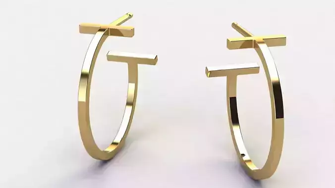 T Hoop Earring diameter 20 mm