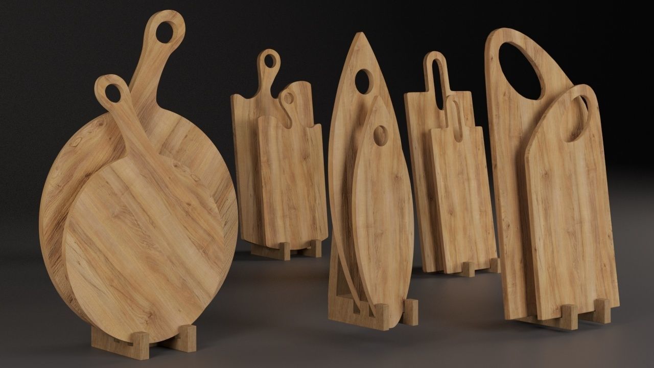 wooden cutting board 3D model_2