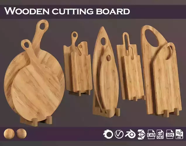 wooden cutting board 3D model