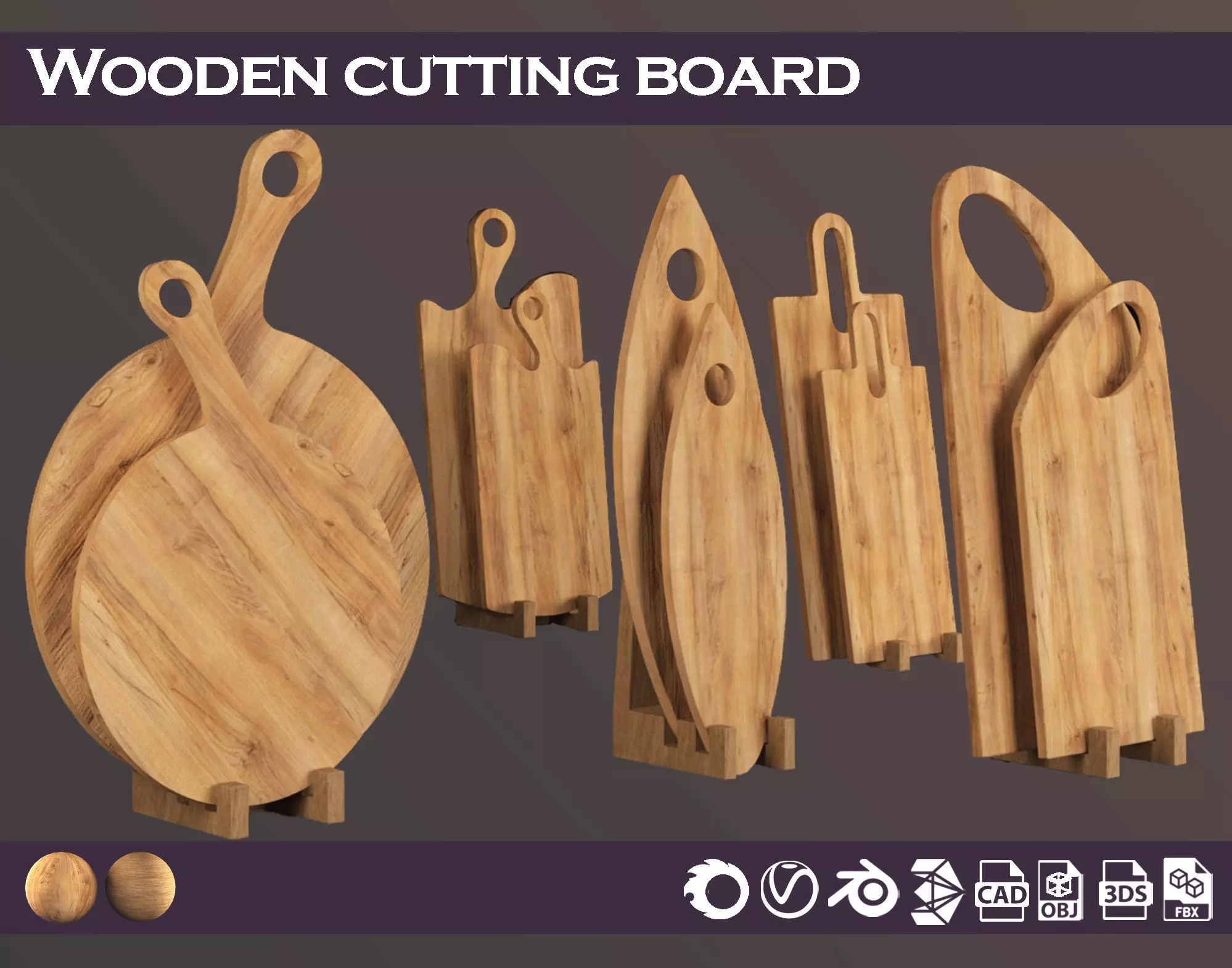 wooden cutting board 3D model_0